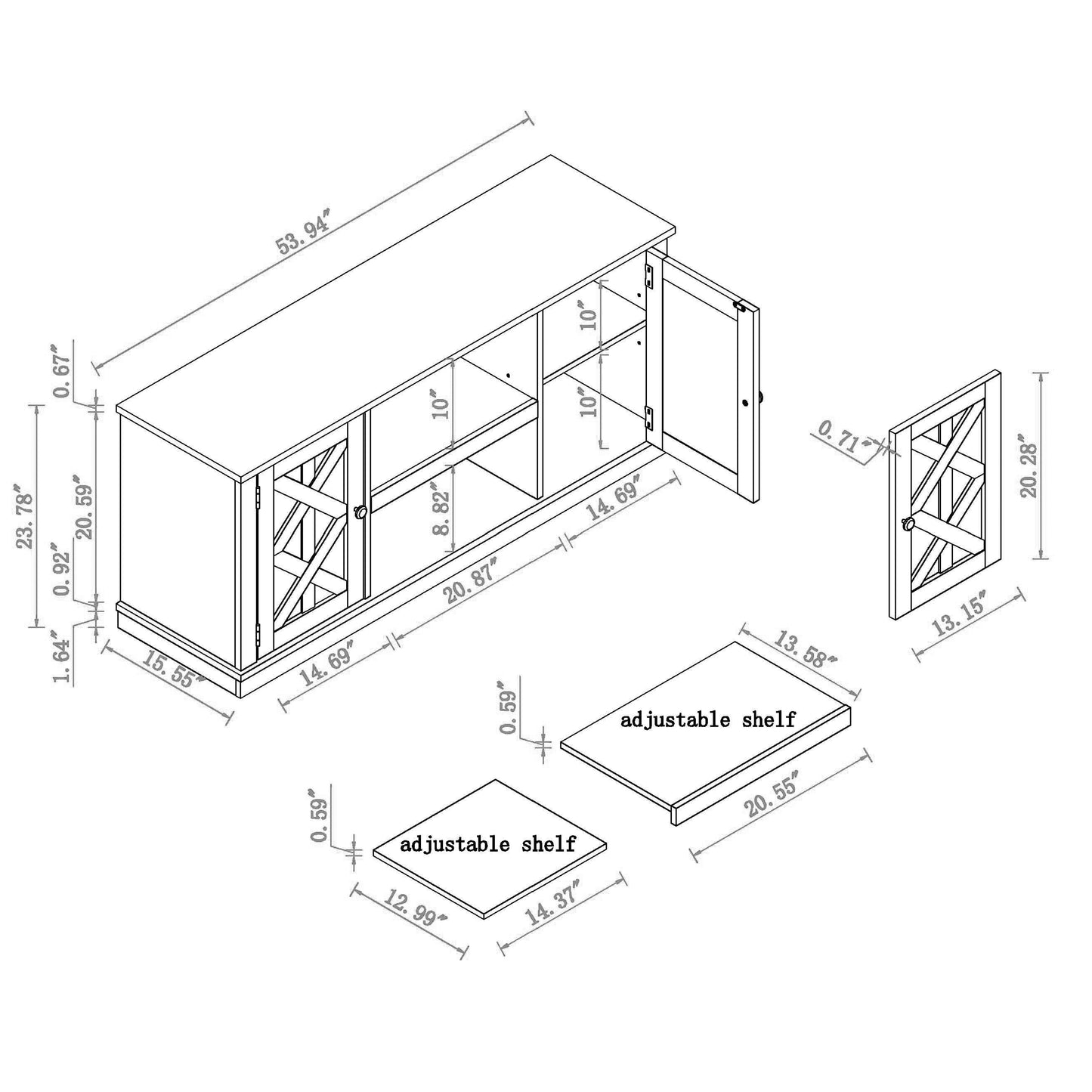 Festivo FTS20324 54" TV Stand-Black