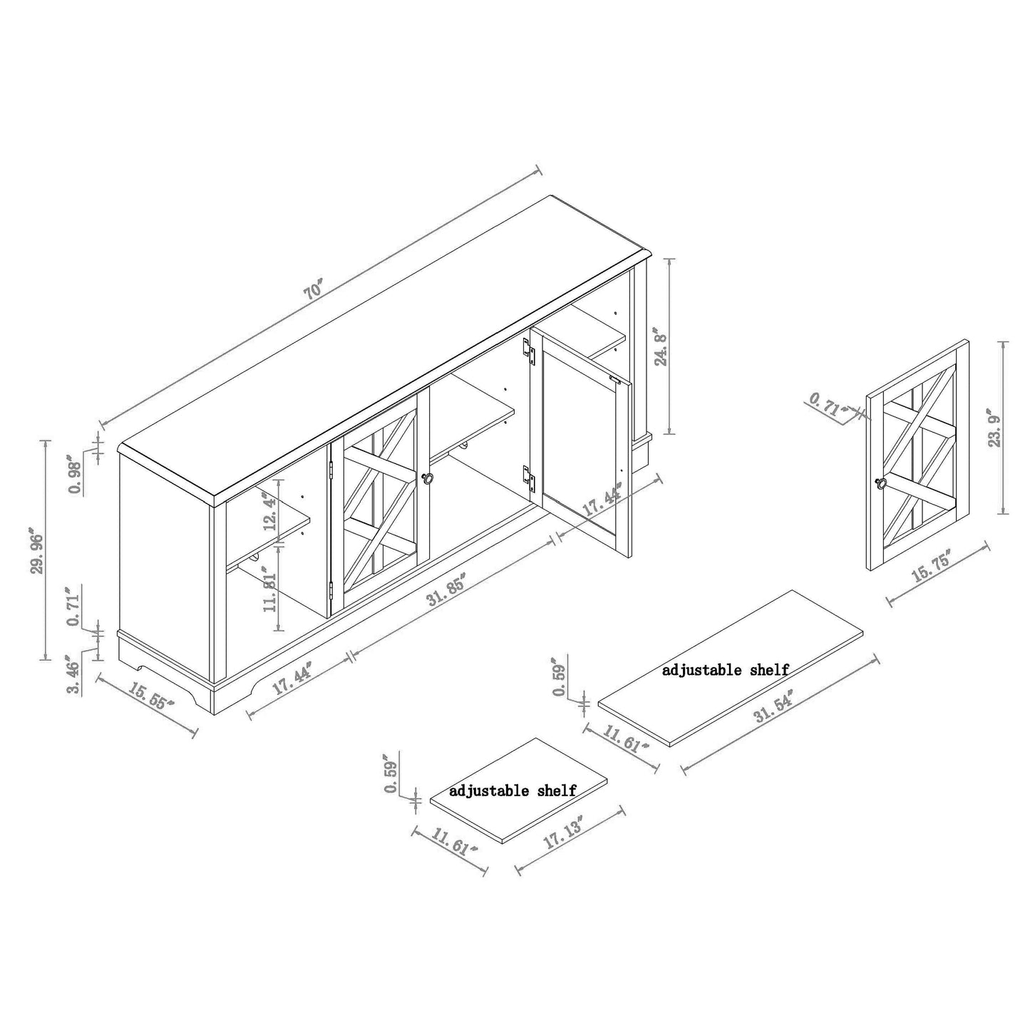 Festivo FTS20601 70" TV Stand-Blue