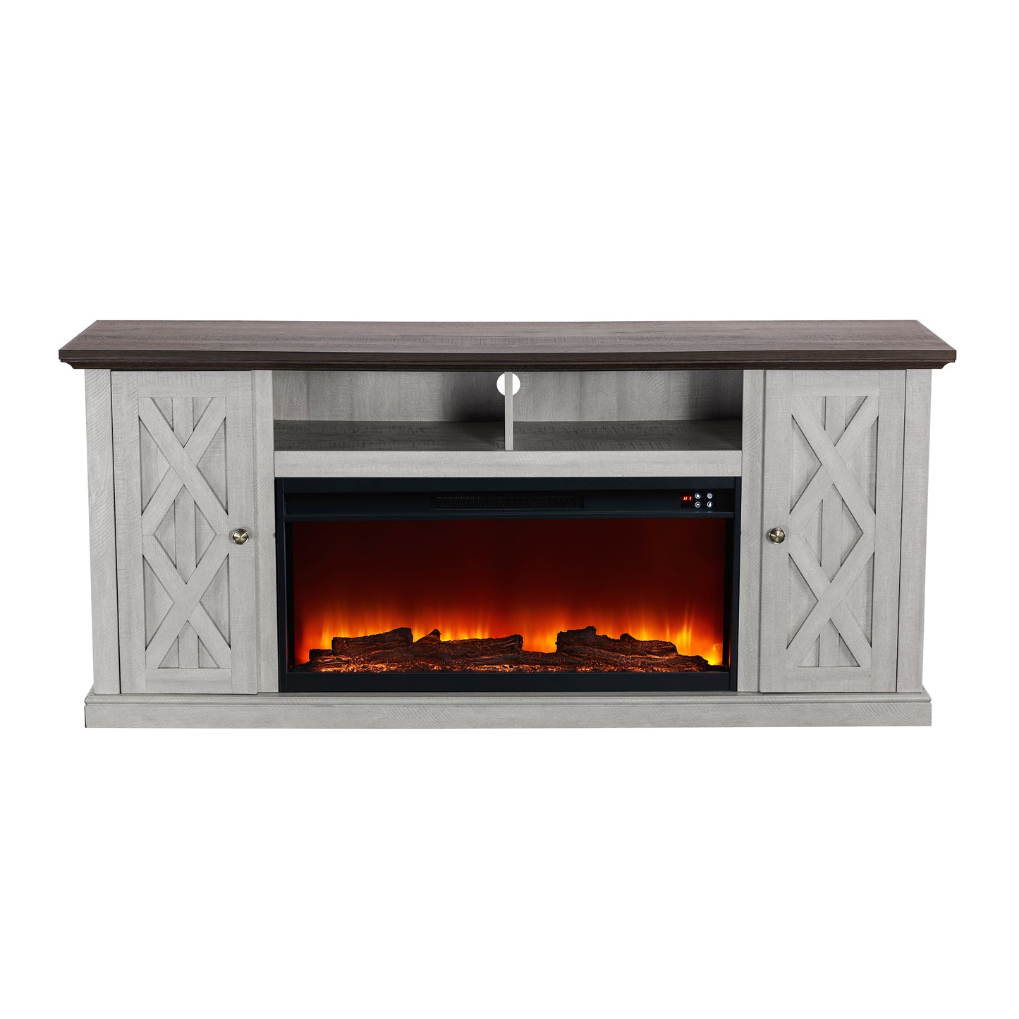 Festivo FTS21200 68" TV Stand with 36" Electric Fireplace-White
