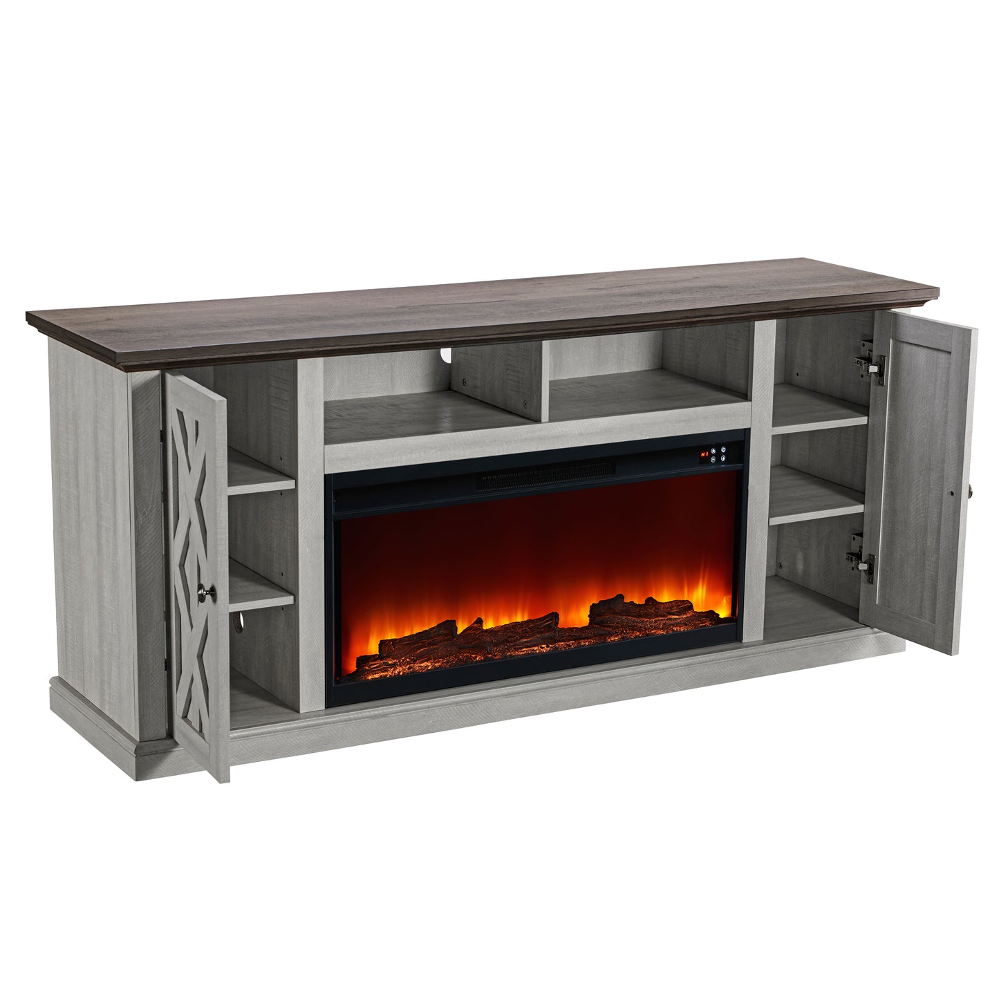 Festivo FTS21200 68" TV Stand with 36" Electric Fireplace-White
