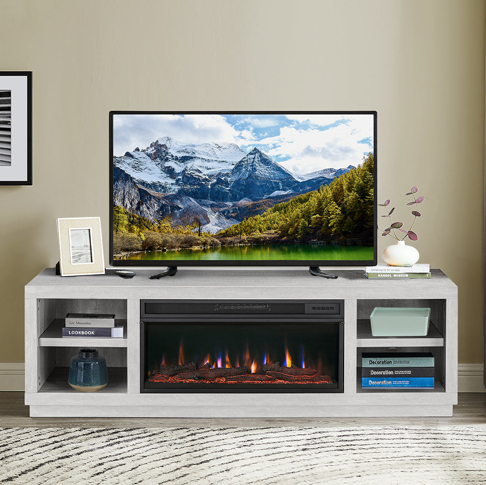 Festivo FTS21220 77" TV Stand with 36" Electric Fireplace-White