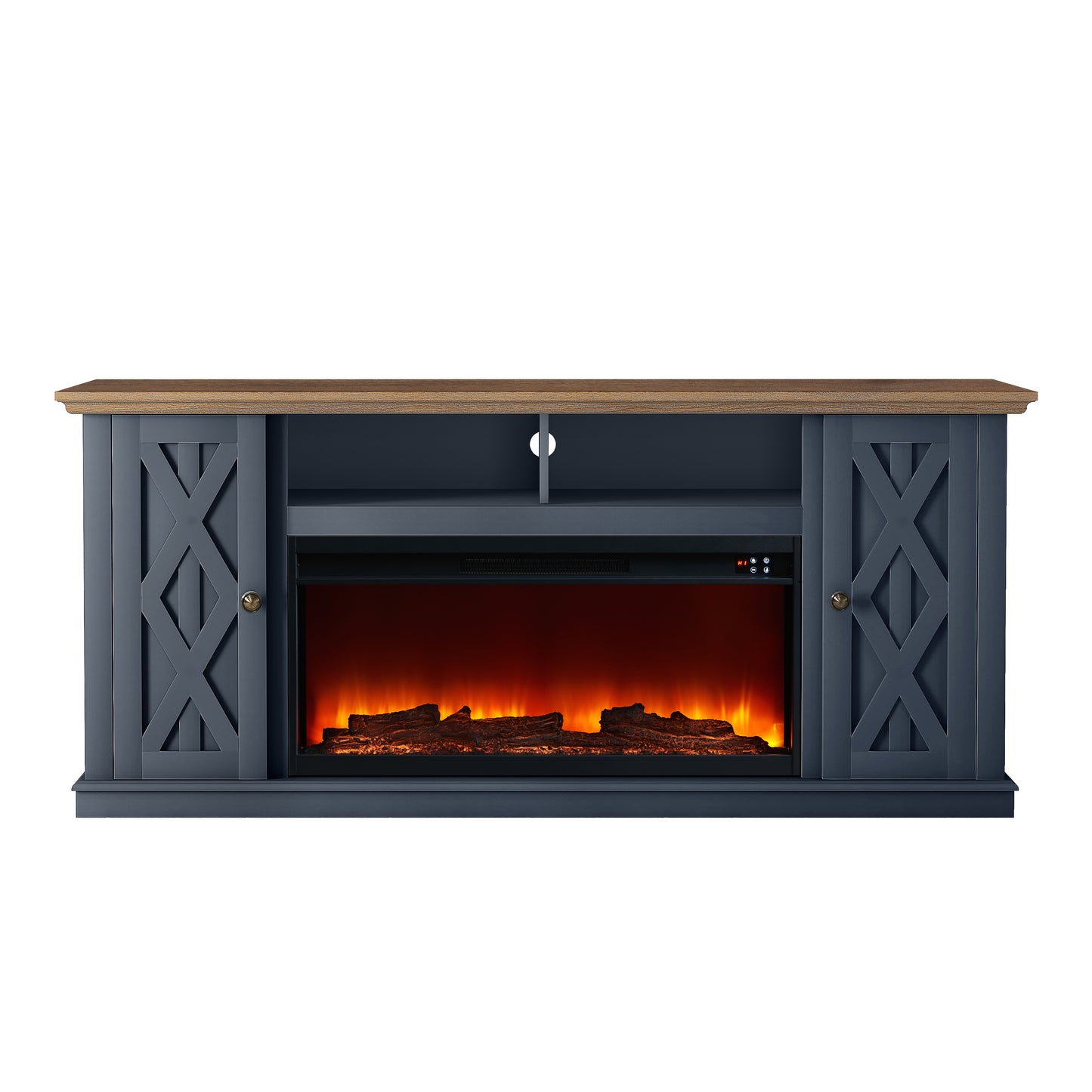 Festivo FTS22201 68" TV Stand with 36" Electric Fireplace-Navy