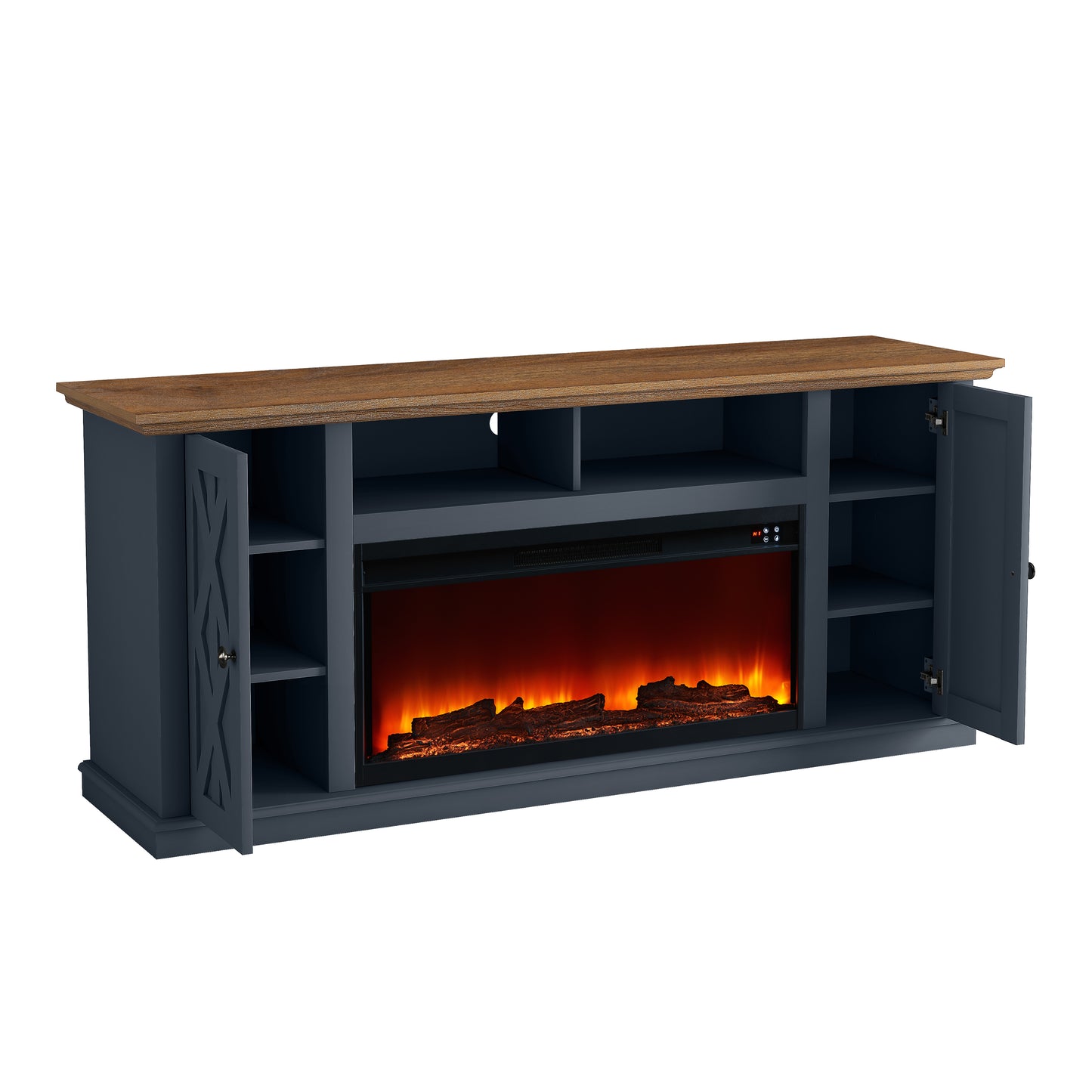 Festivo FTS22201 68" TV Stand with 36" Electric Fireplace-Navy