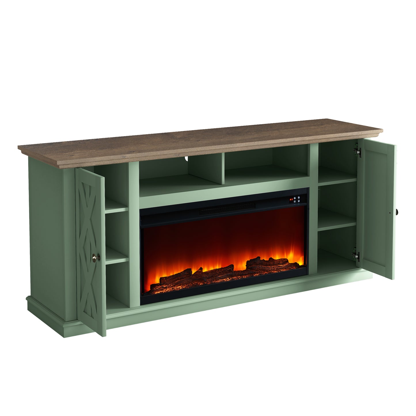Festivo FTS22202 68" TV Stand with 36" Electric Fireplace-Green