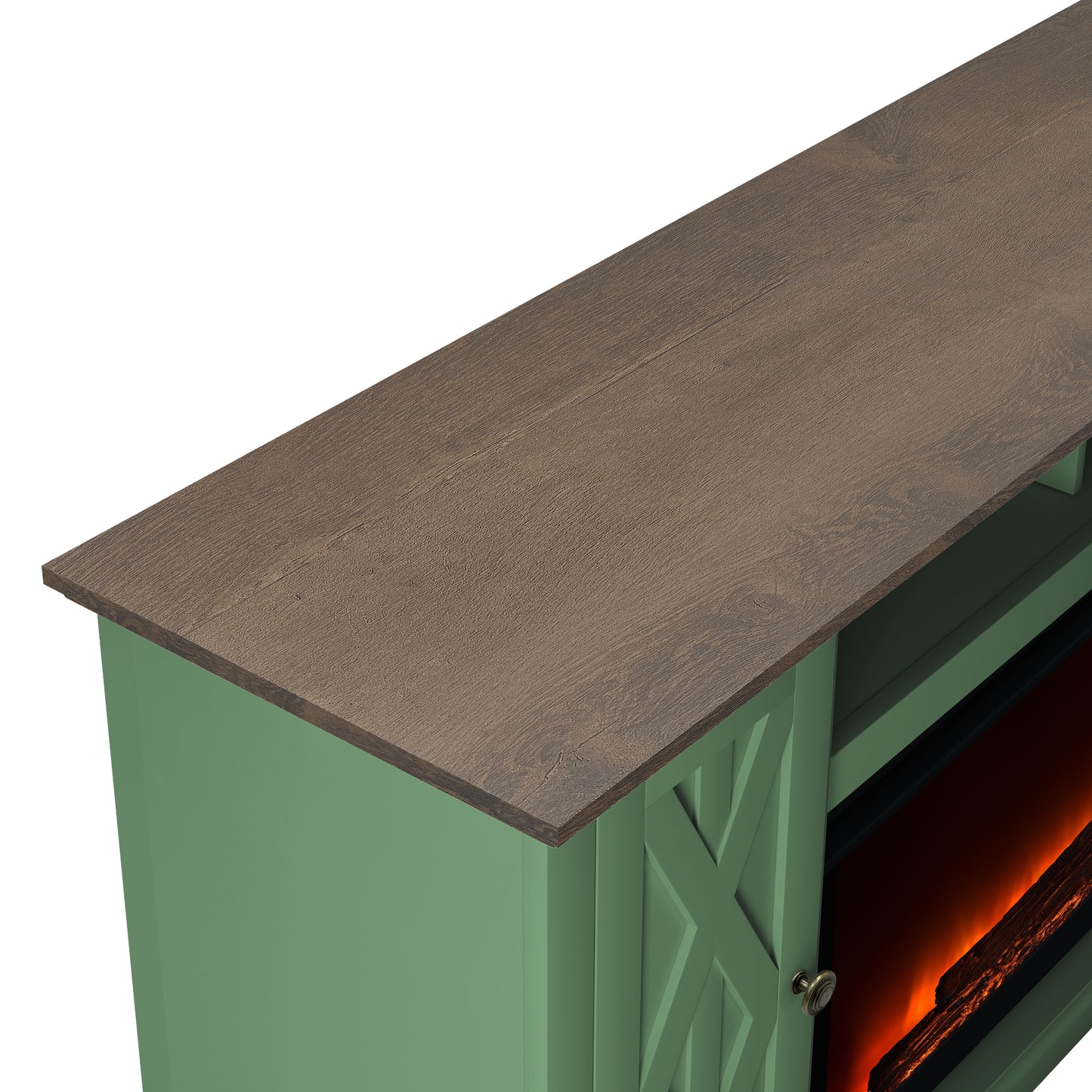 Festivo FTS22202 68" TV Stand with 36" Electric Fireplace-Green