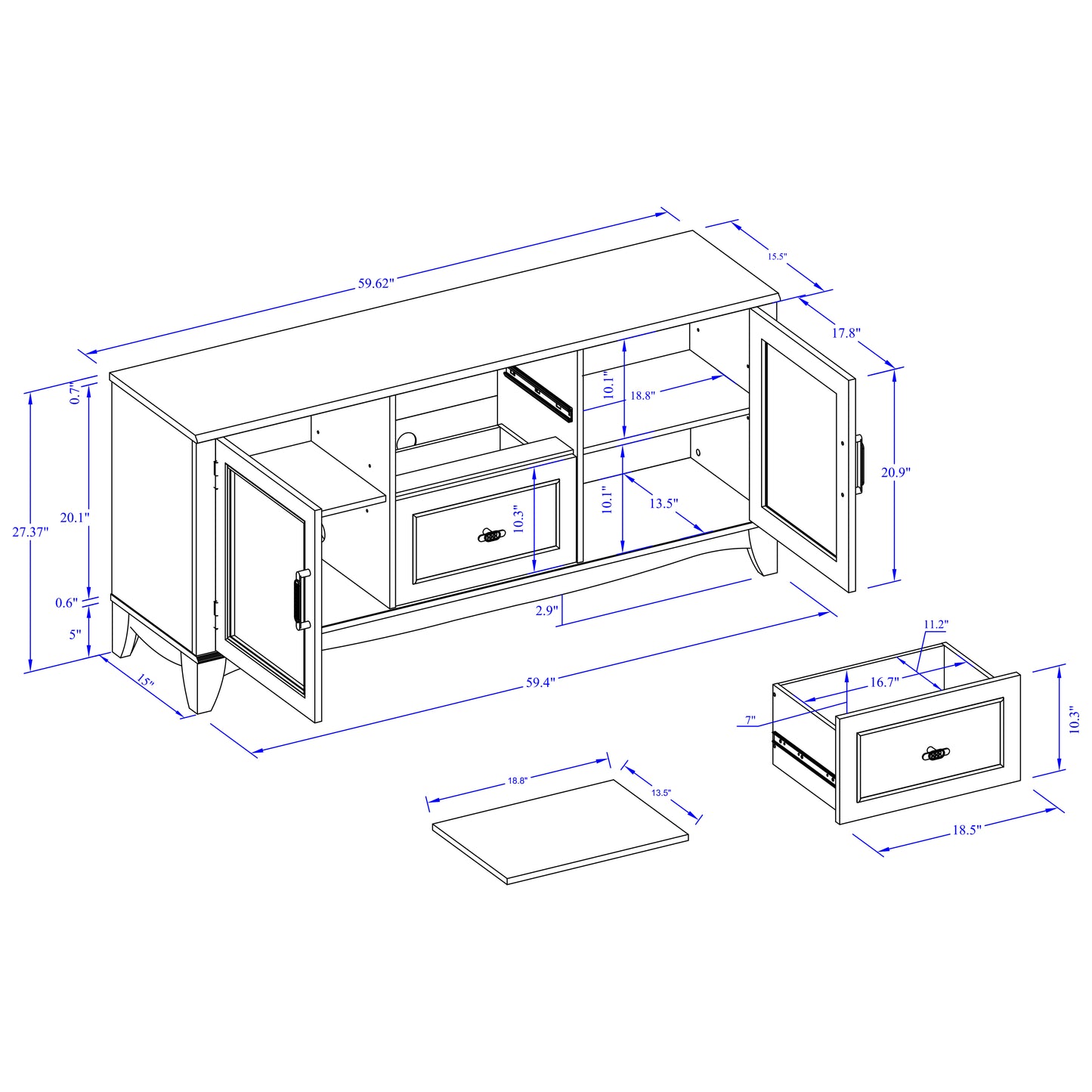 Festivo FTS22312 60" TV Stand-White