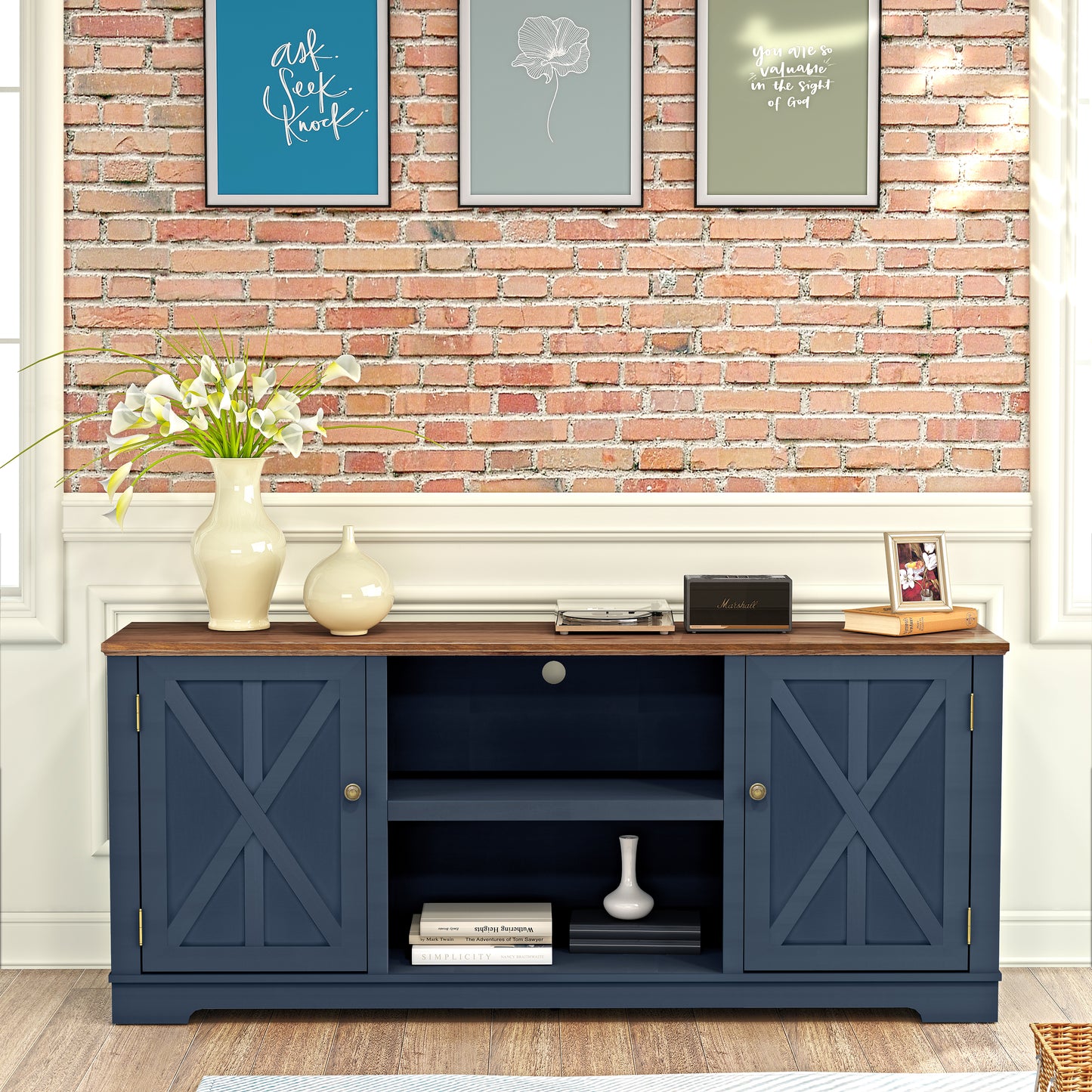 Festivo FTS22318 70" TV Stand-Navy
