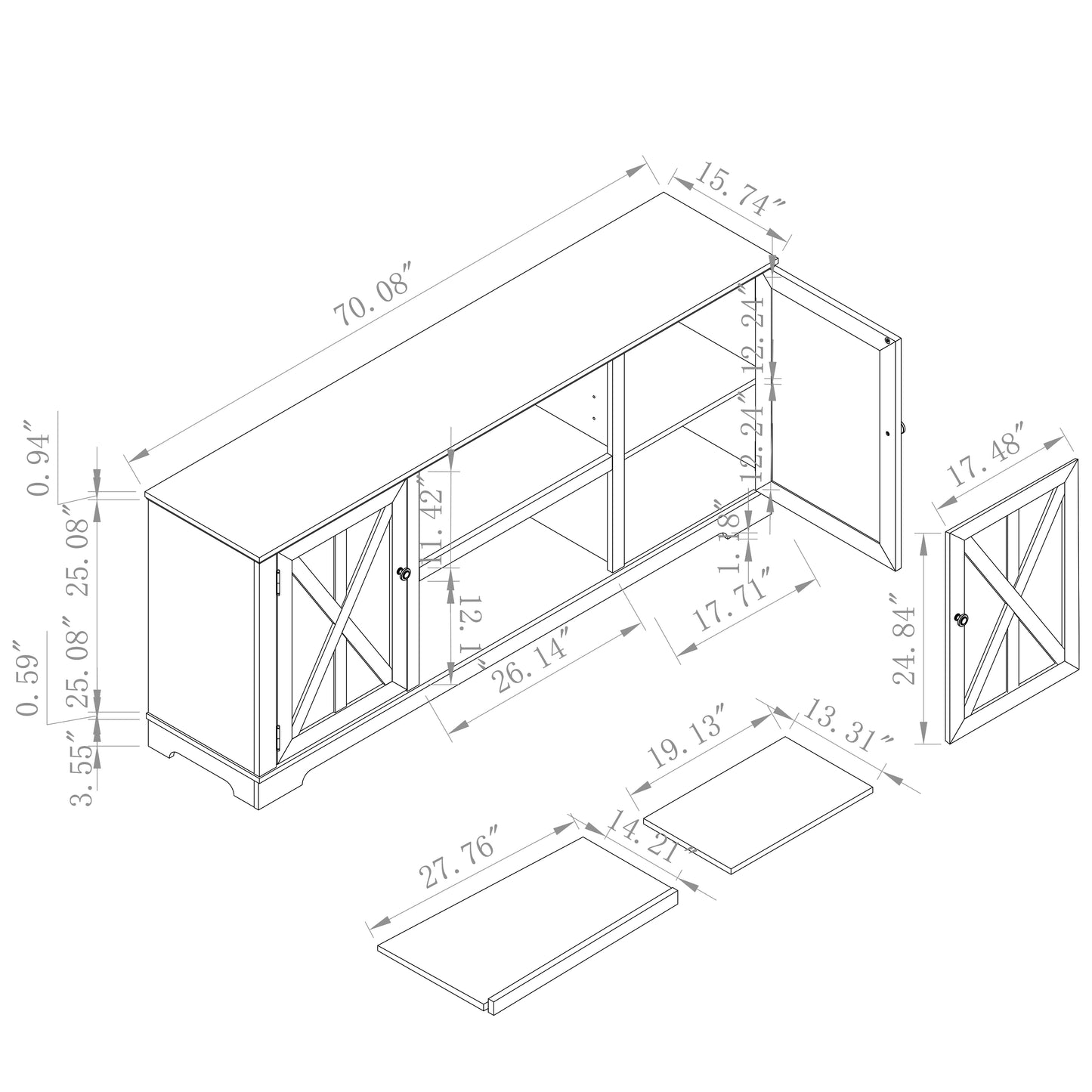 Festivo FTS22318 70" TV Stand-Navy