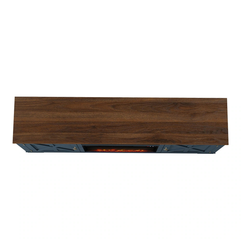 Festivo FTS22319 70" TV Stand with 26" Electric Fireplace-Navy