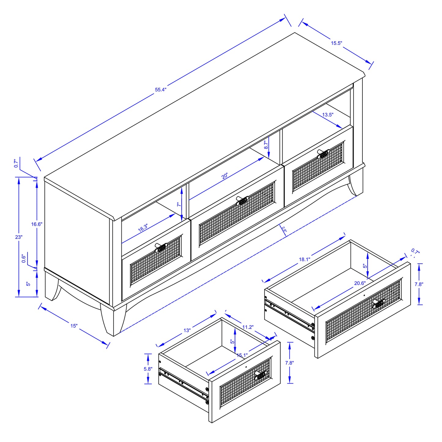Festivo FTS22324 55" TV Stand-White