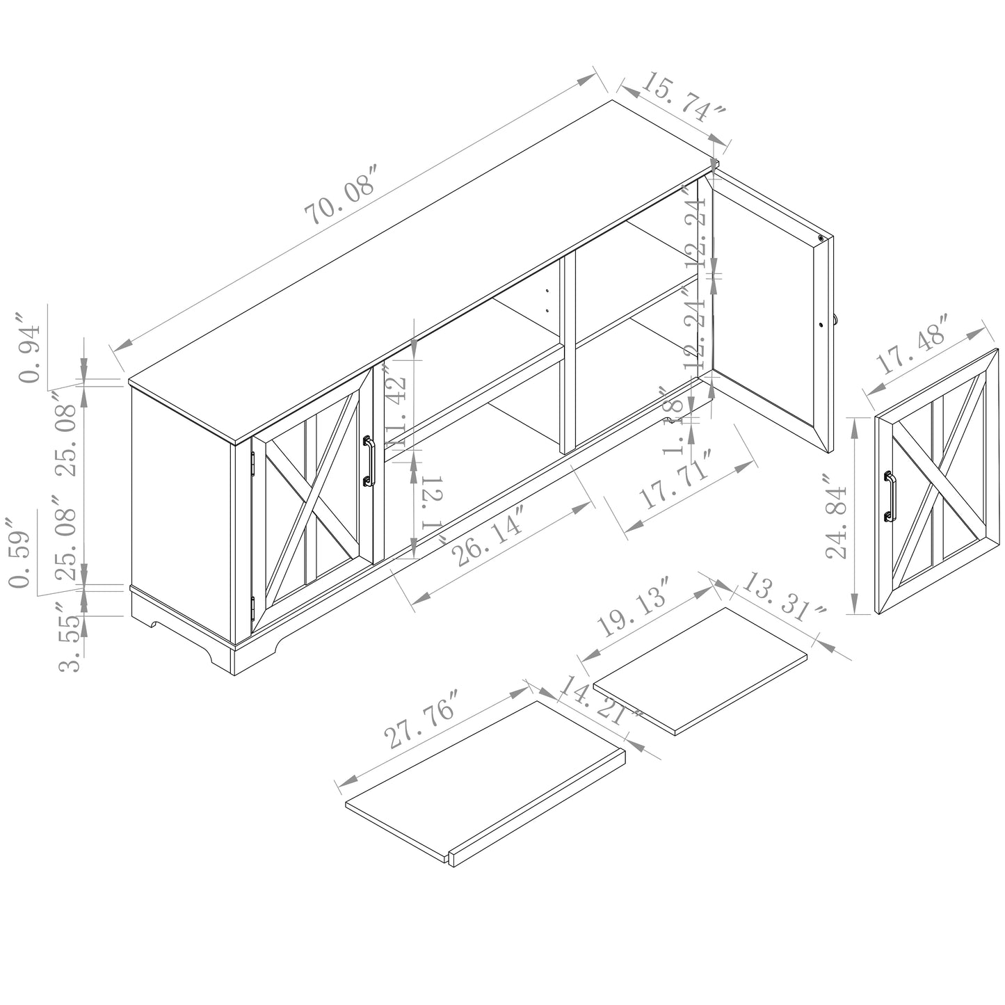 Festivo FTS22340 70" TV Stand-White
