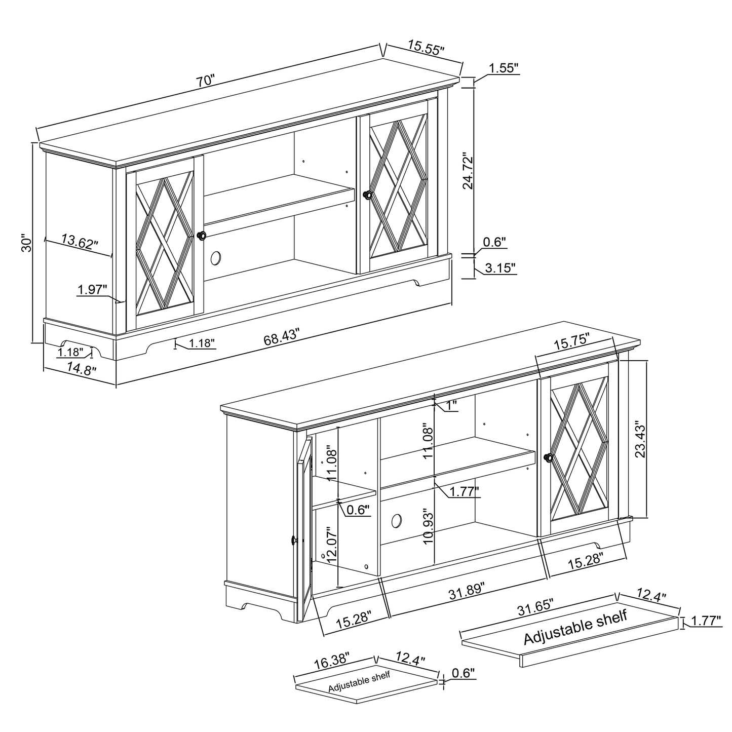 Festivo FTS22511 70" TV Stand-OffWhite