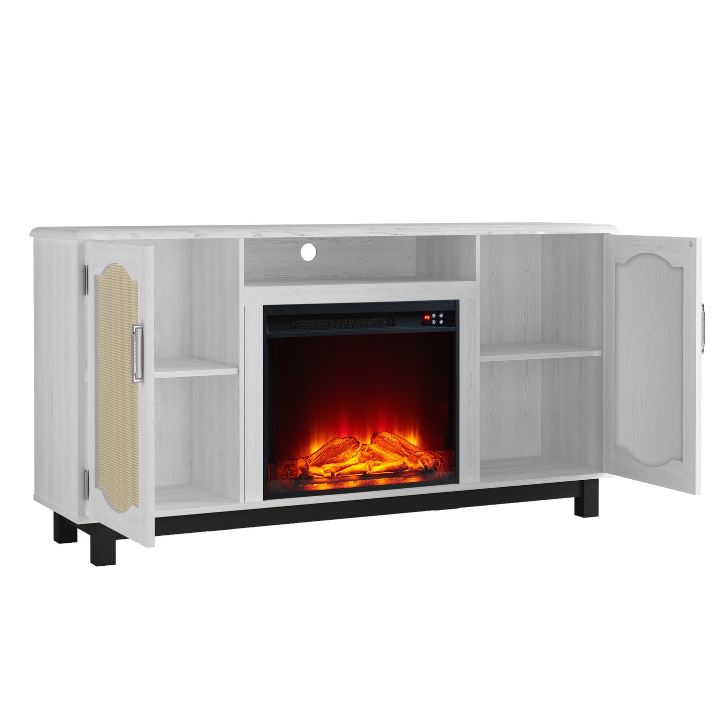 Festivo FTS23216 63" TV Stand with 23" Electric Fireplace-White