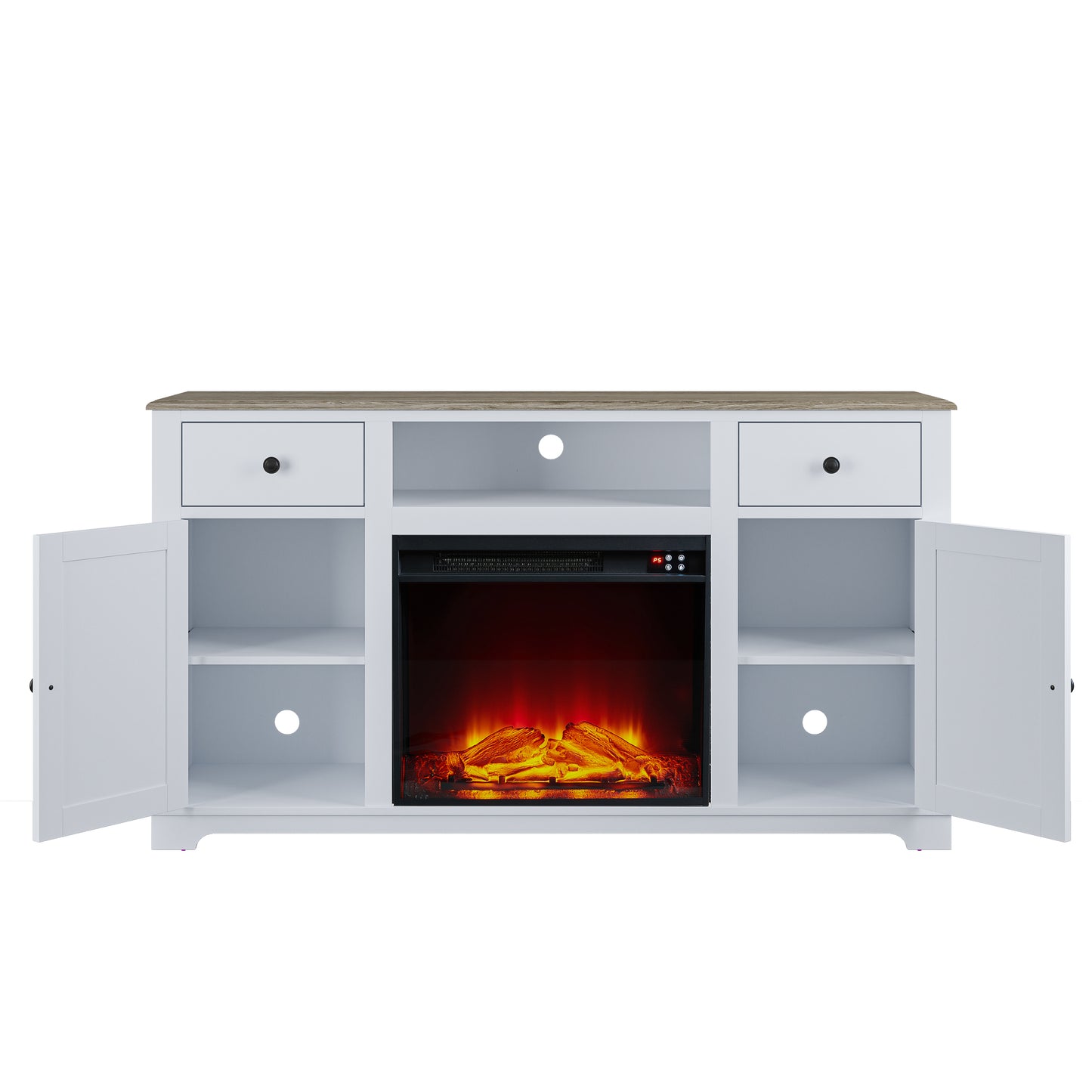 Festivo FTS23226 60" TV Stand with 23" Electric Fireplace-White