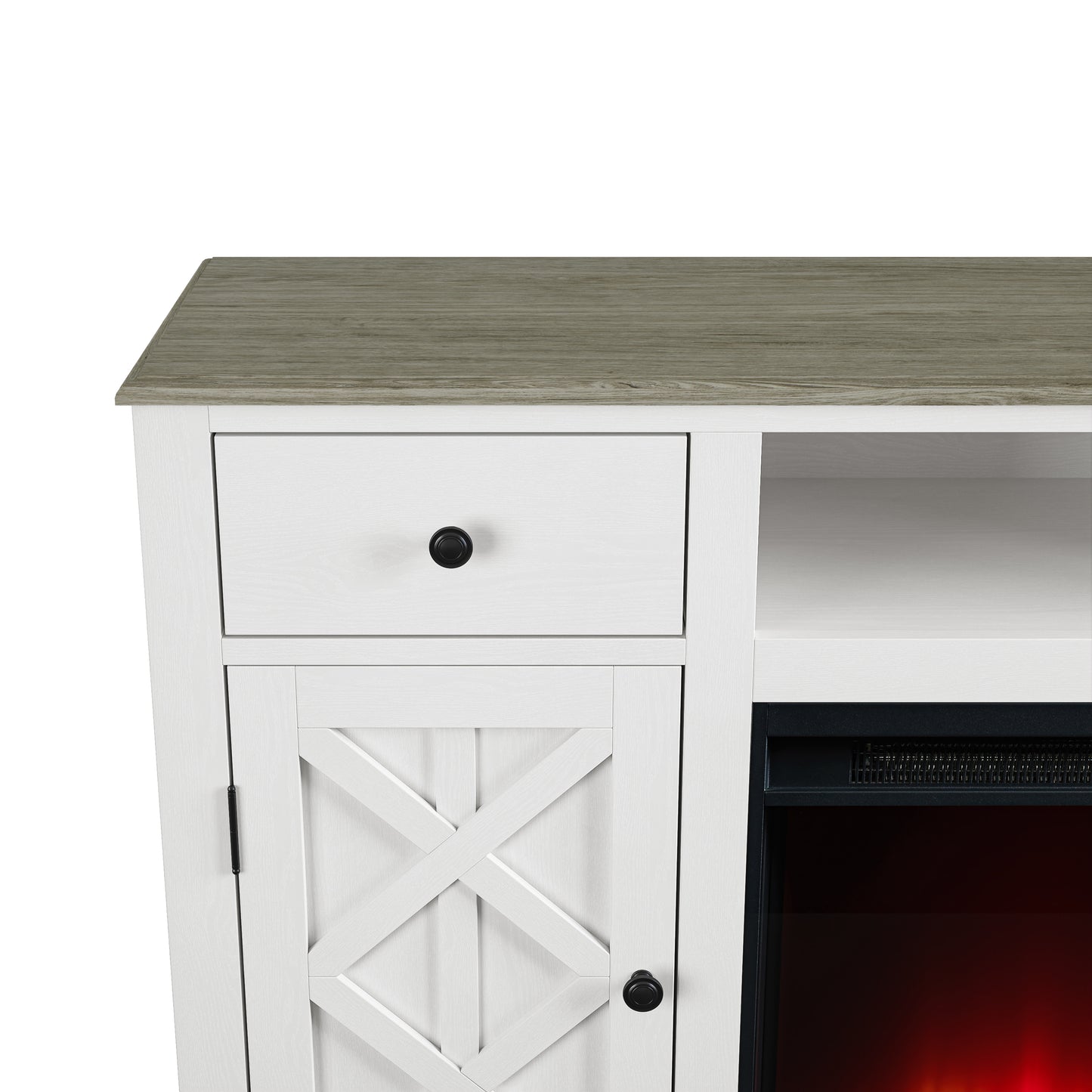 Festivo FTS23226 60" TV Stand with 23" Electric Fireplace-White