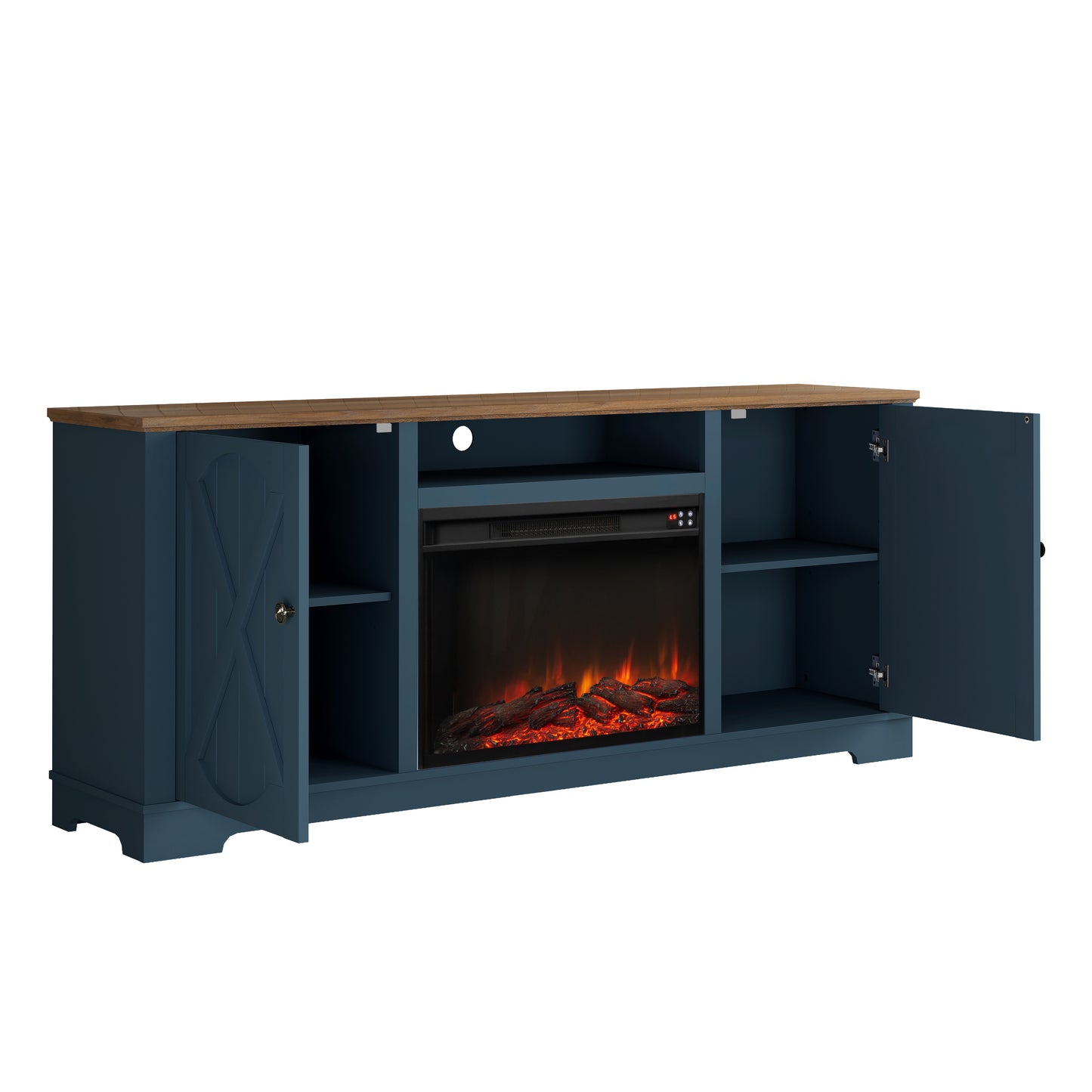 Festivo FTS23235 70" TV Stand with 26" Electric Fireplace-Navy