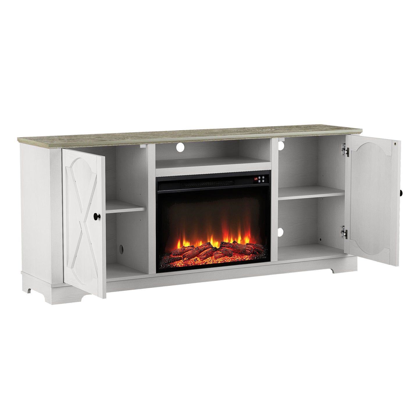 Festivo FTS23236 70" TV Stand with 26" Electric Fireplace-White