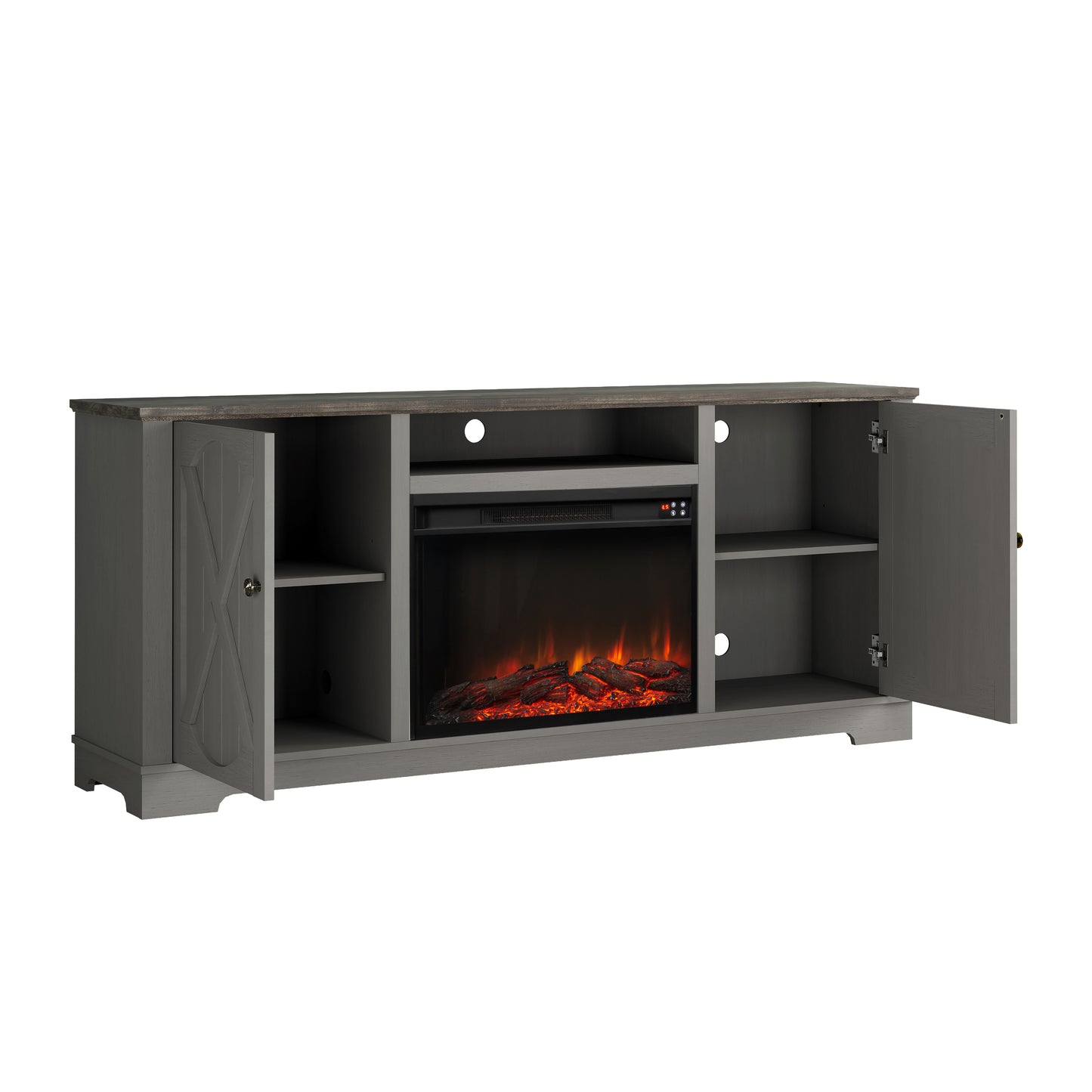 Festivo FTS23237 70" TV Stand with 26" Electric Fireplace-Grey