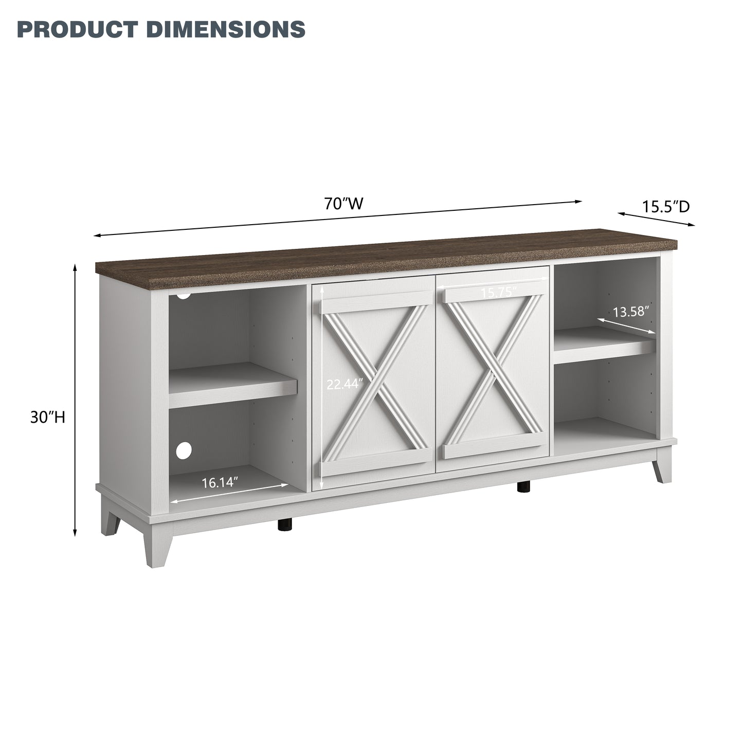 Festivo FTS23281 70" TV Stand-White