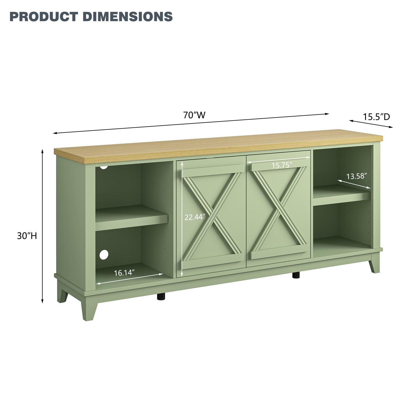 Festivo FTS23282 70" TV Stand-Green