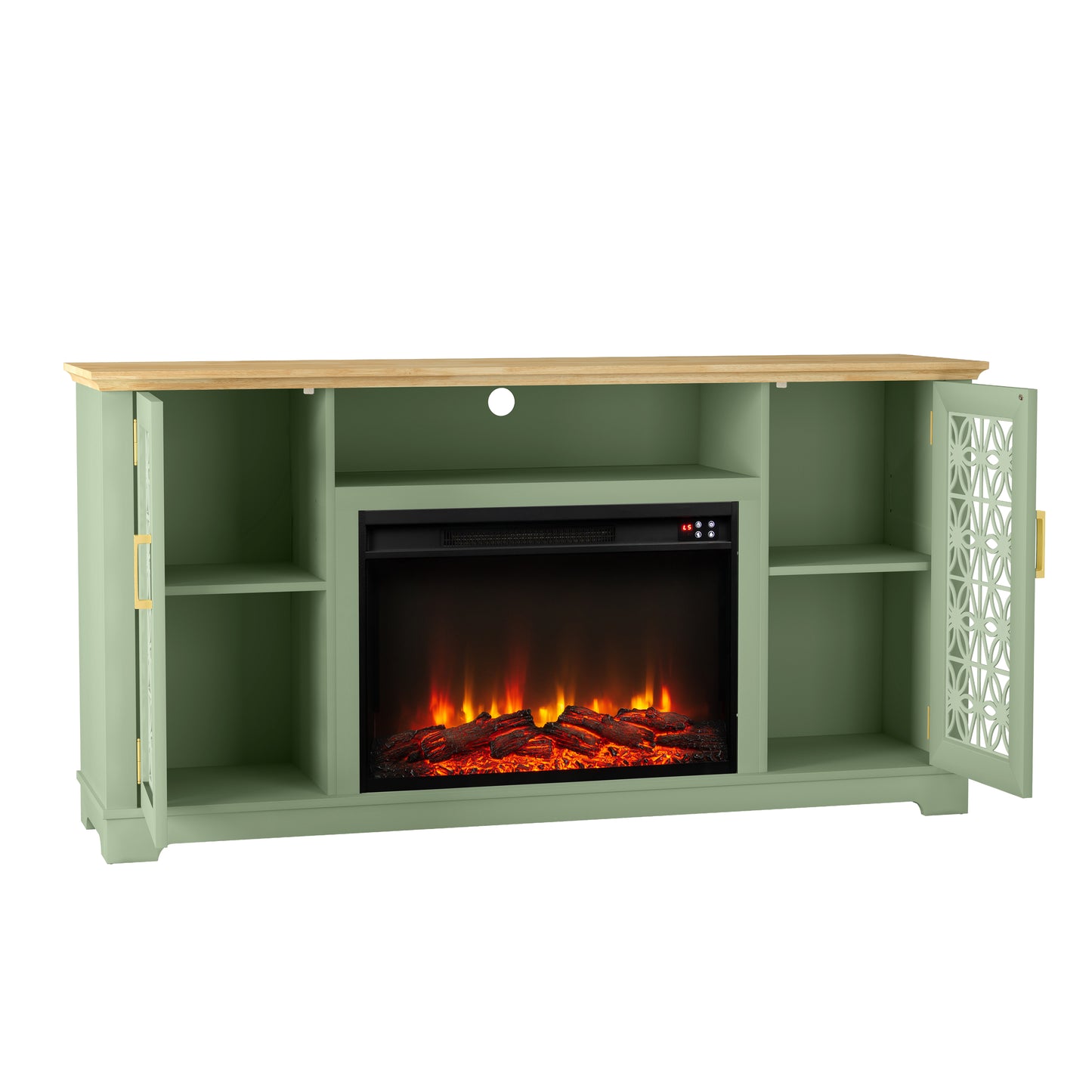 Festivo FTS23520 60" TV Stand with 26" Electric Fireplace-Green