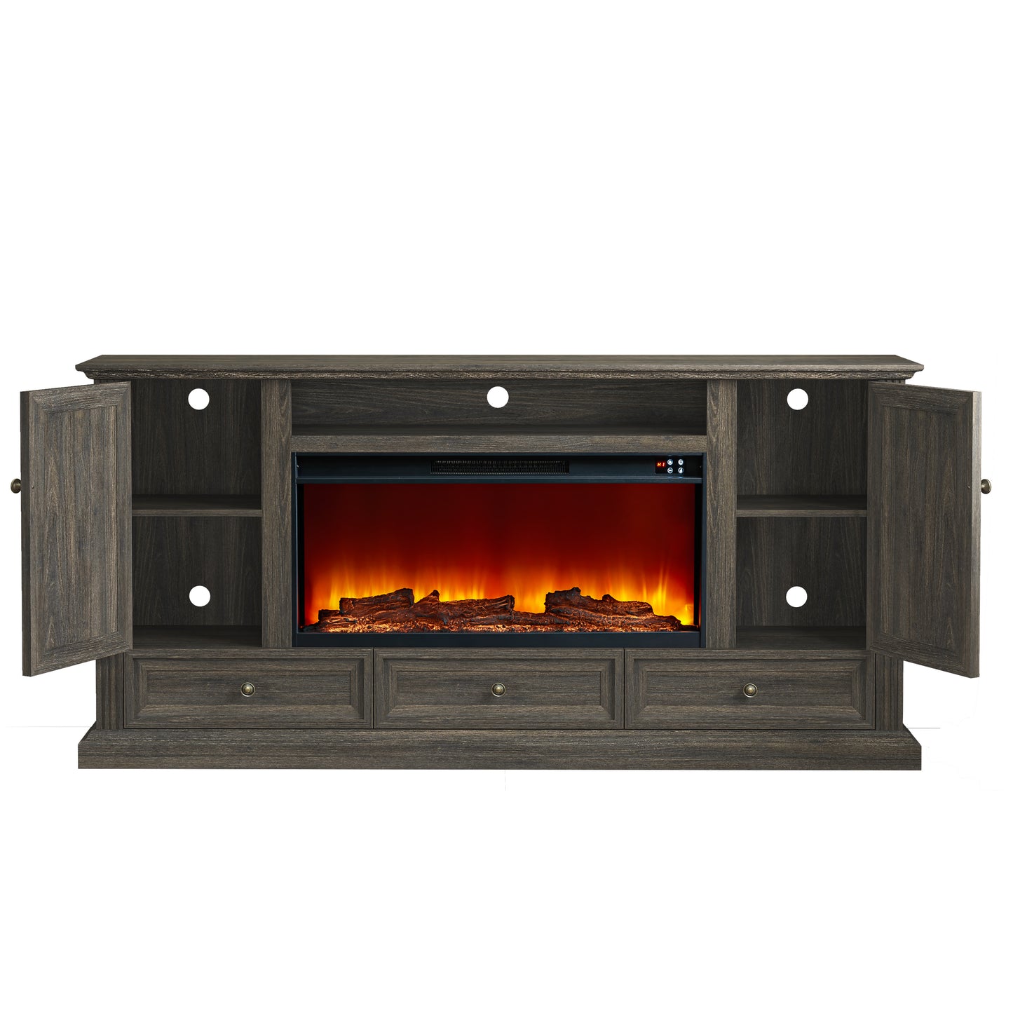 Festivo FTS23530 73" TV Stand with 36" Electric Fireplace-Brown