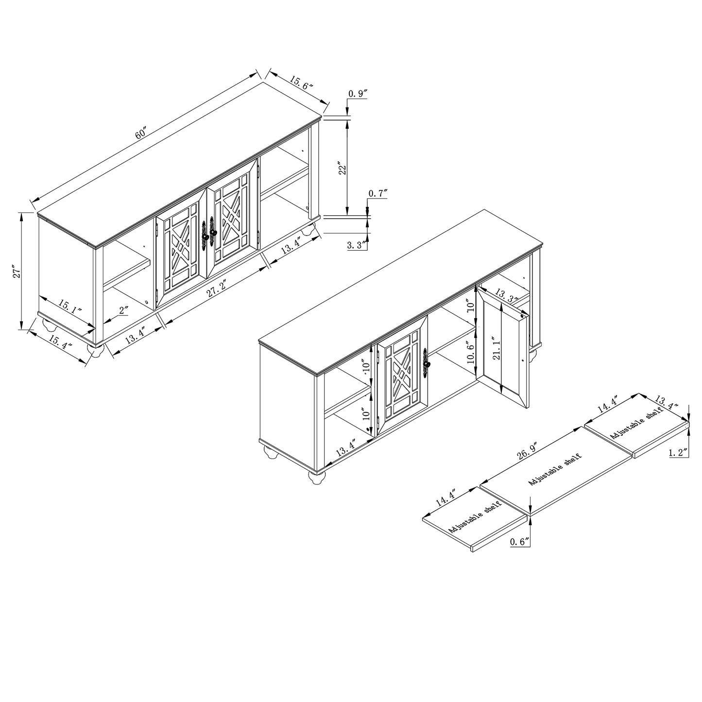 Festivo FTS24640 60" TV Stand-Green