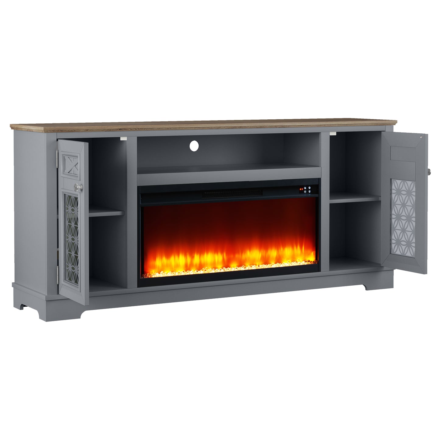 Festivo FTS24271 70" TV Stand with 36" Electric Fireplace-Grey