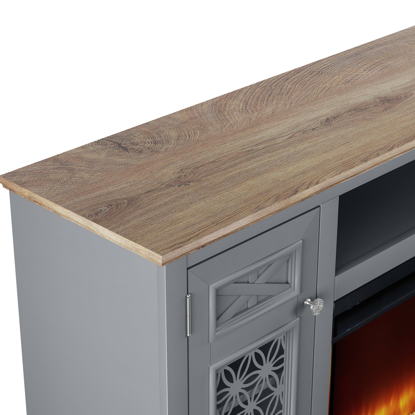 Festivo FTS24271 70" TV Stand with 36" Electric Fireplace-Grey