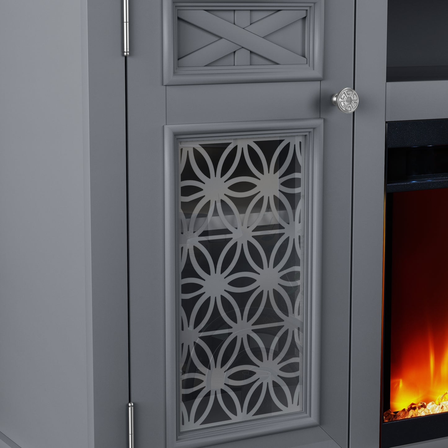 Festivo FTS24271 70" TV Stand with 36" Electric Fireplace-Grey
