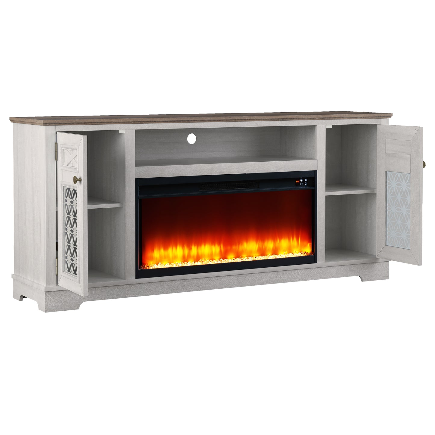 Festivo FTS24272 70" TV Stand with 36" Electric Fireplace-OffWhite