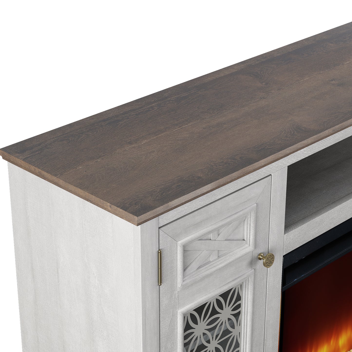 Festivo FTS24272 70" TV Stand with 36" Electric Fireplace-OffWhite