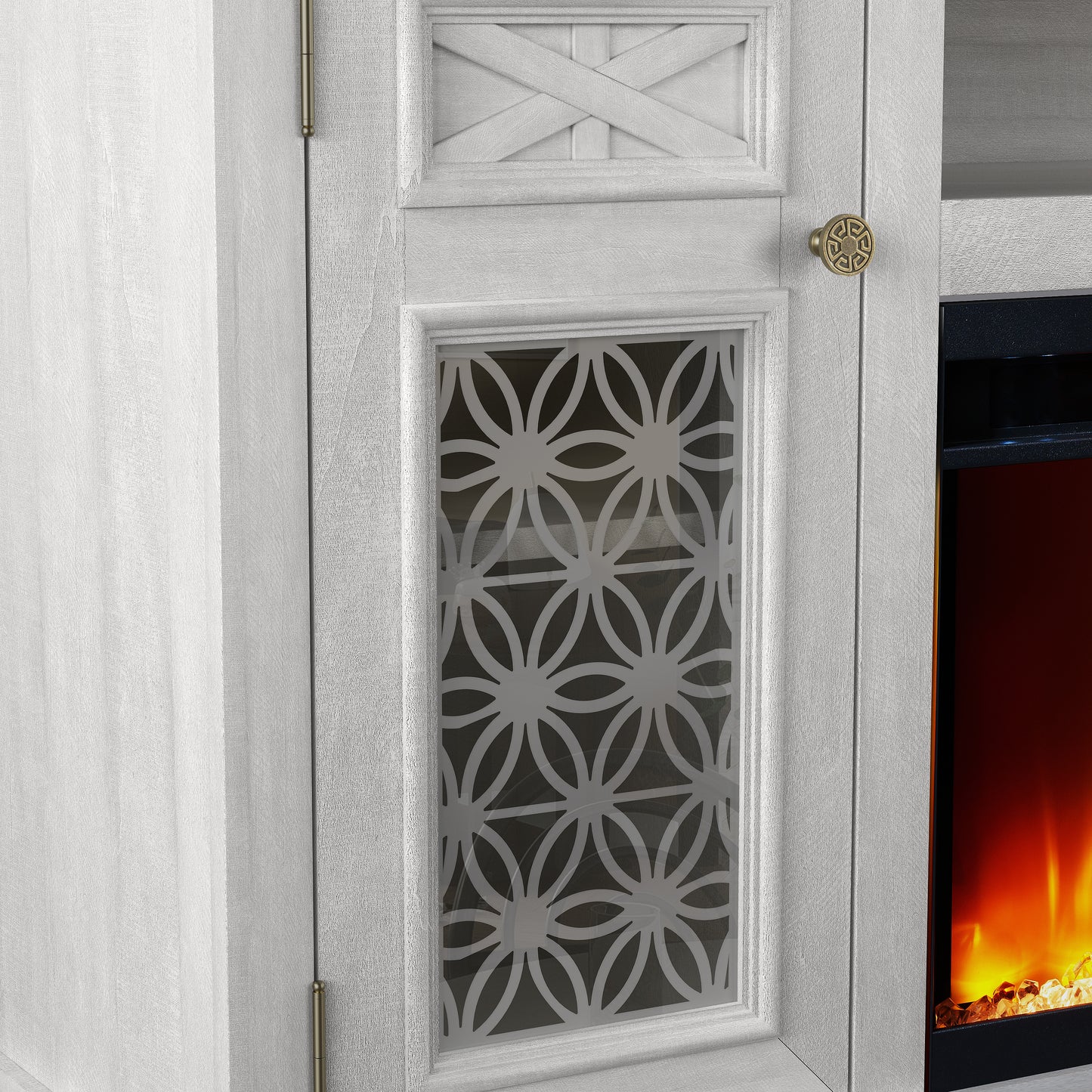 Festivo FTS24272 70" TV Stand with 36" Electric Fireplace-OffWhite