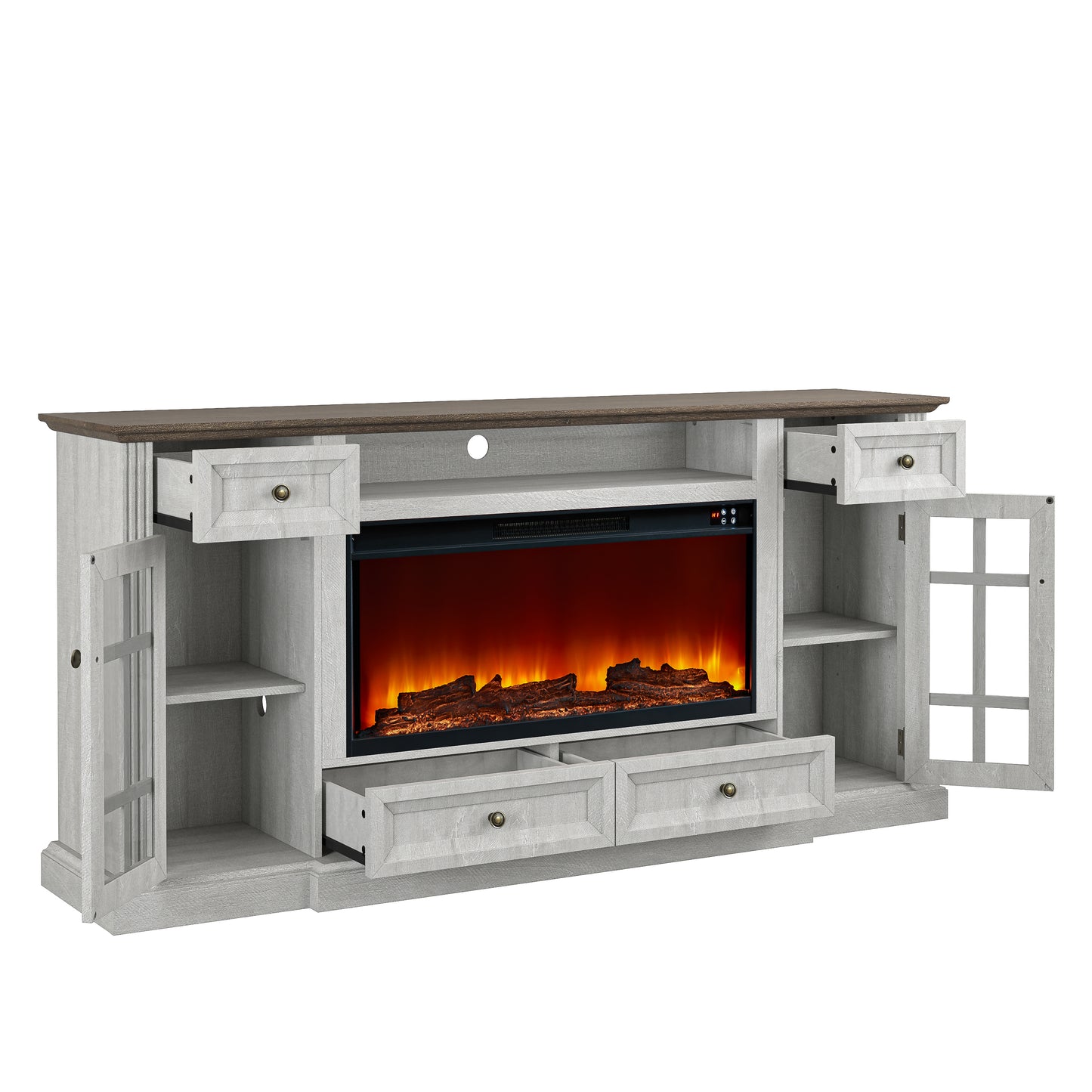 Festivo FTS24276 73" TV Stand with 36" Electric Fireplace-OffWhite