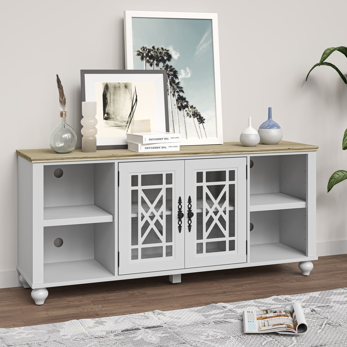 Festivo FTS24643 60" TV Stand-Grayish White