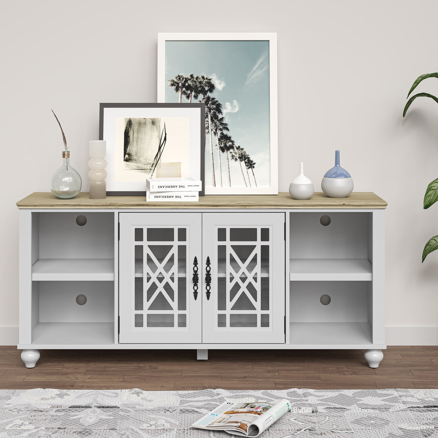 Festivo FTS24643 60" TV Stand-Grayish White