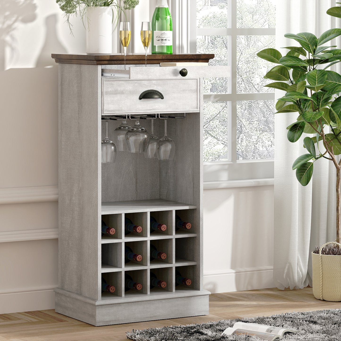 Festivo FWC23423 22" Wine Cabinet-Offwhite