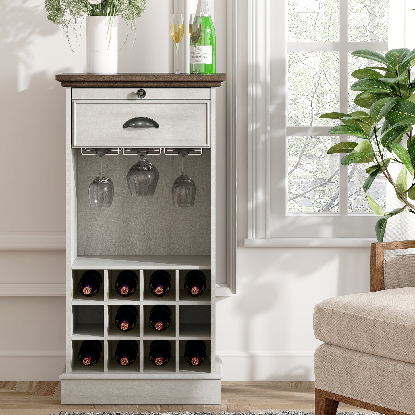 Festivo FWC23423 22" Wine Cabinet-Offwhite