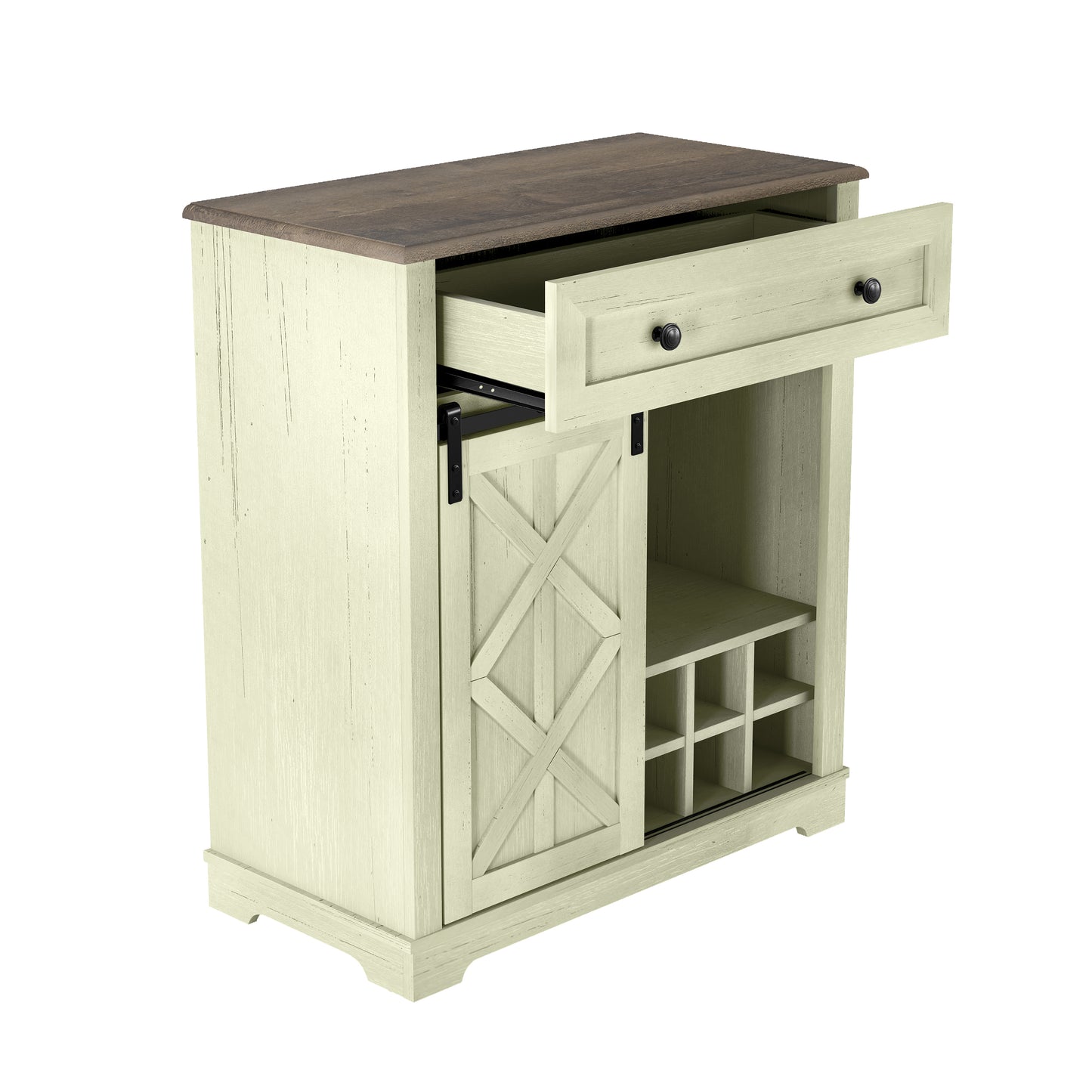 Festivo FWC23426 32" Wine Cabinet-Light Moss Green