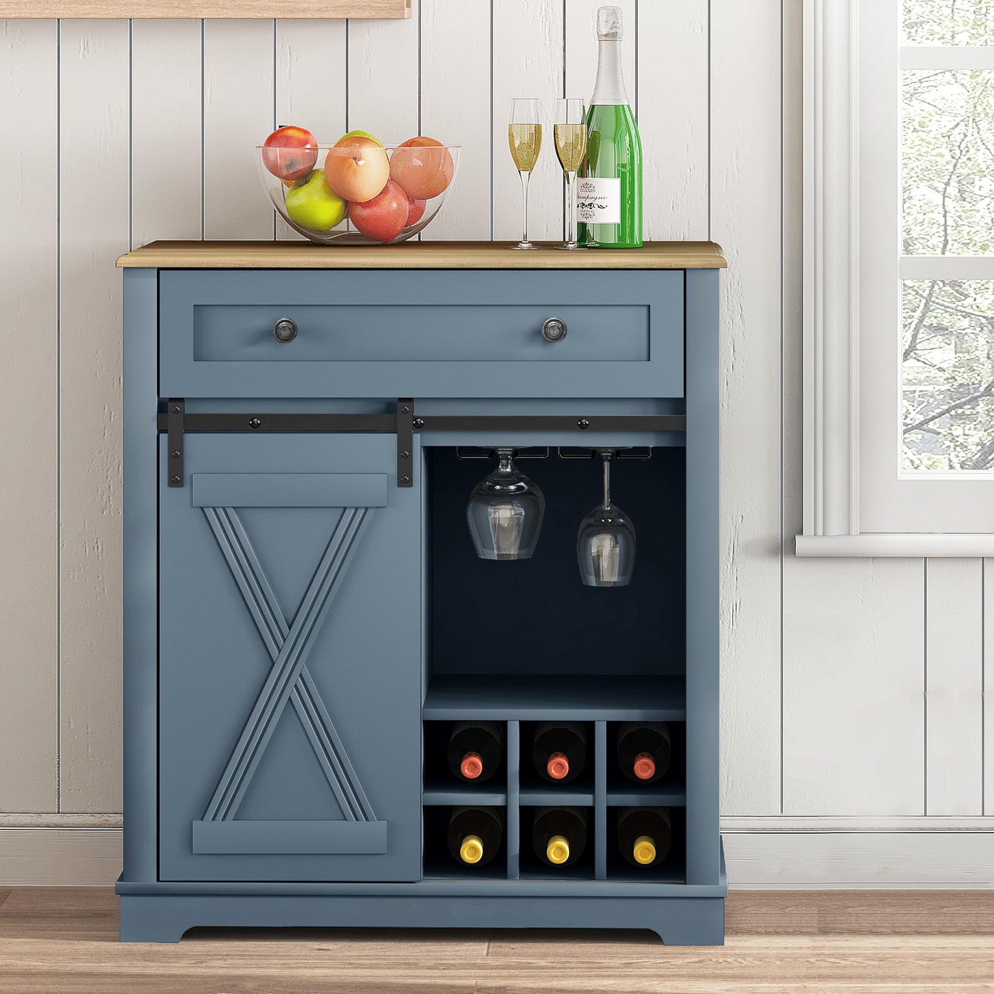 Festivo FWC23429 32" Wine Cabinet-Blue