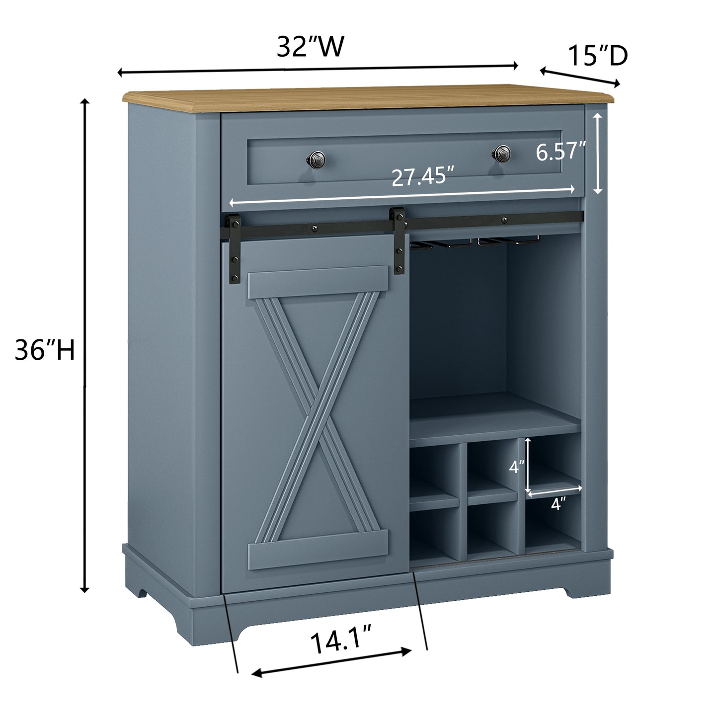 Festivo FWC23429 32" Wine Cabinet-Blue