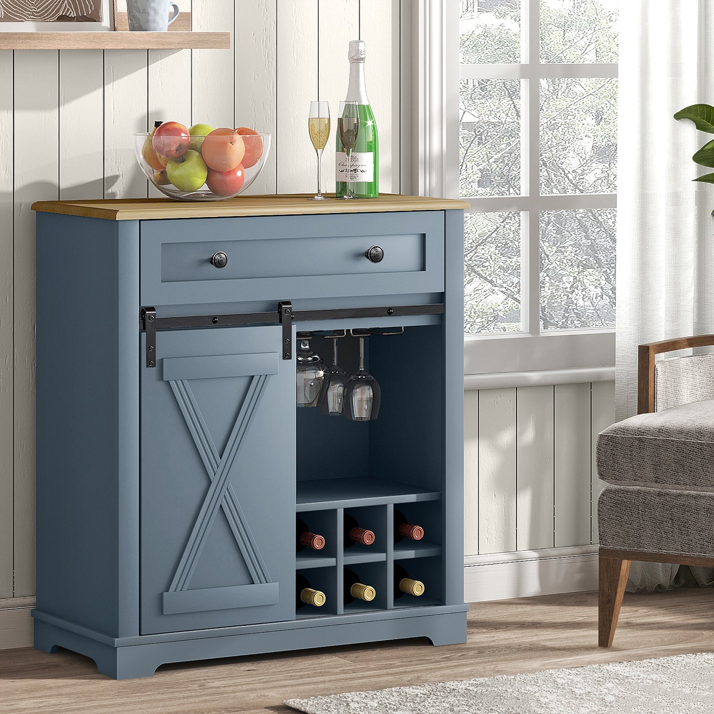 Festivo FWC23429 32" Wine Cabinet-Blue