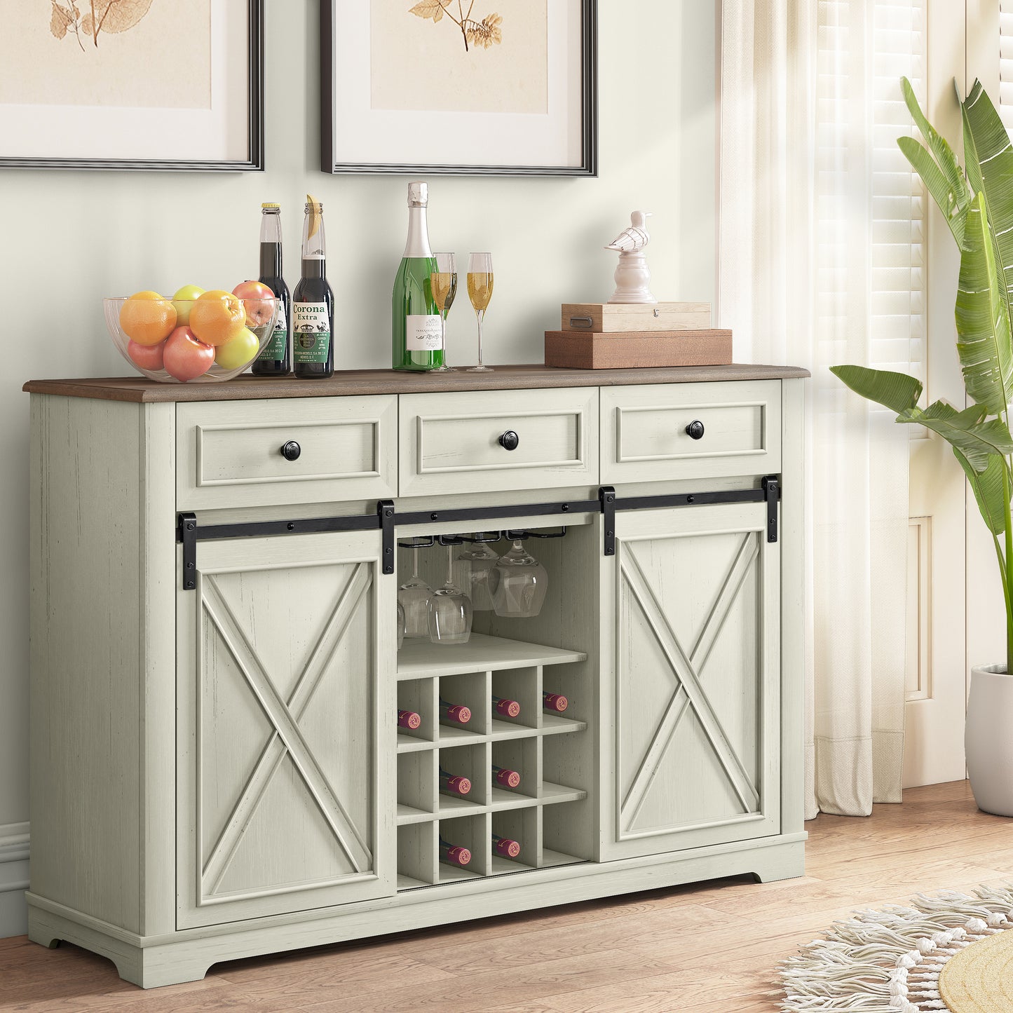 Festivo FWC23510 54" Wine Cabinet-White