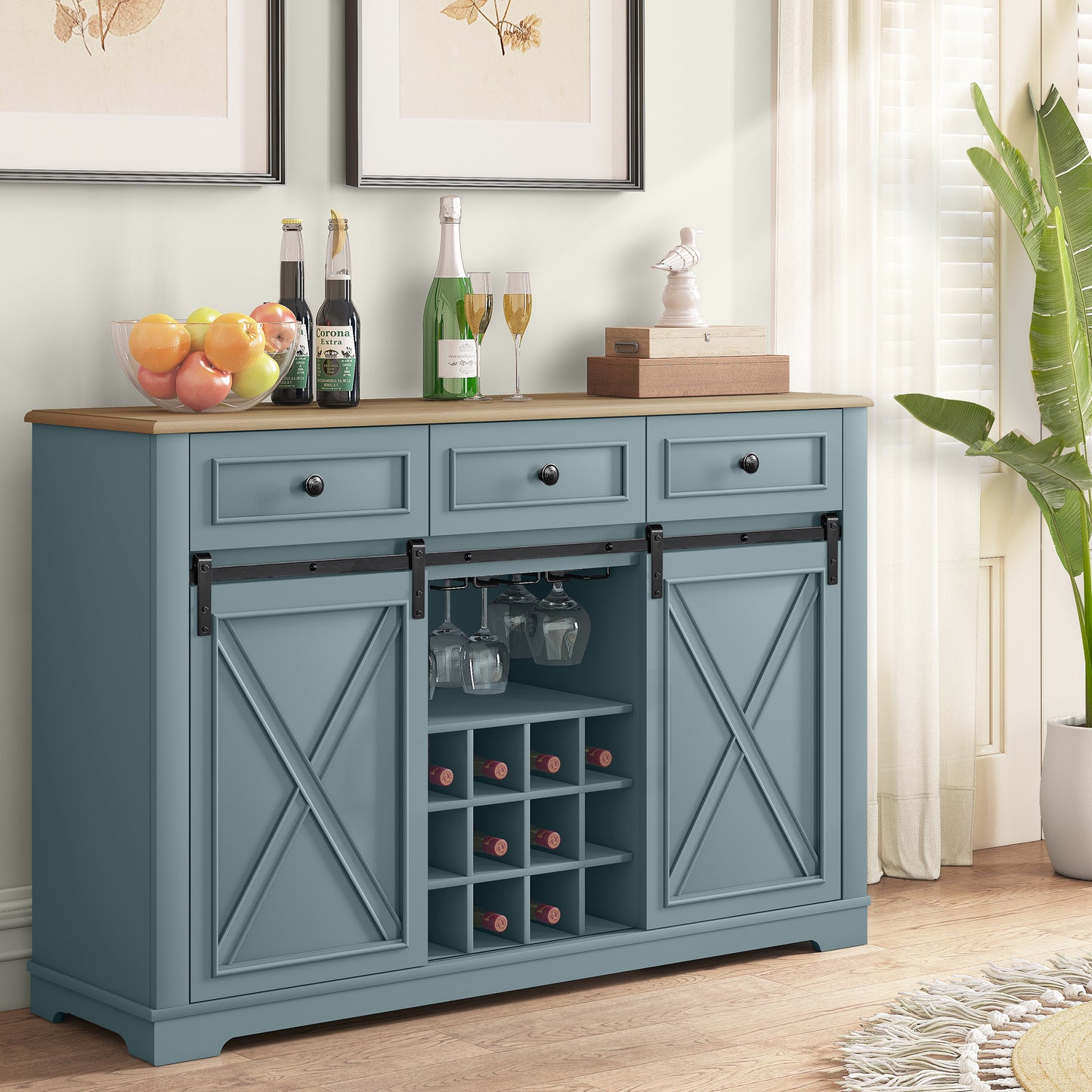 Festivo FWC23511 54" Wine Cabinet-Blue