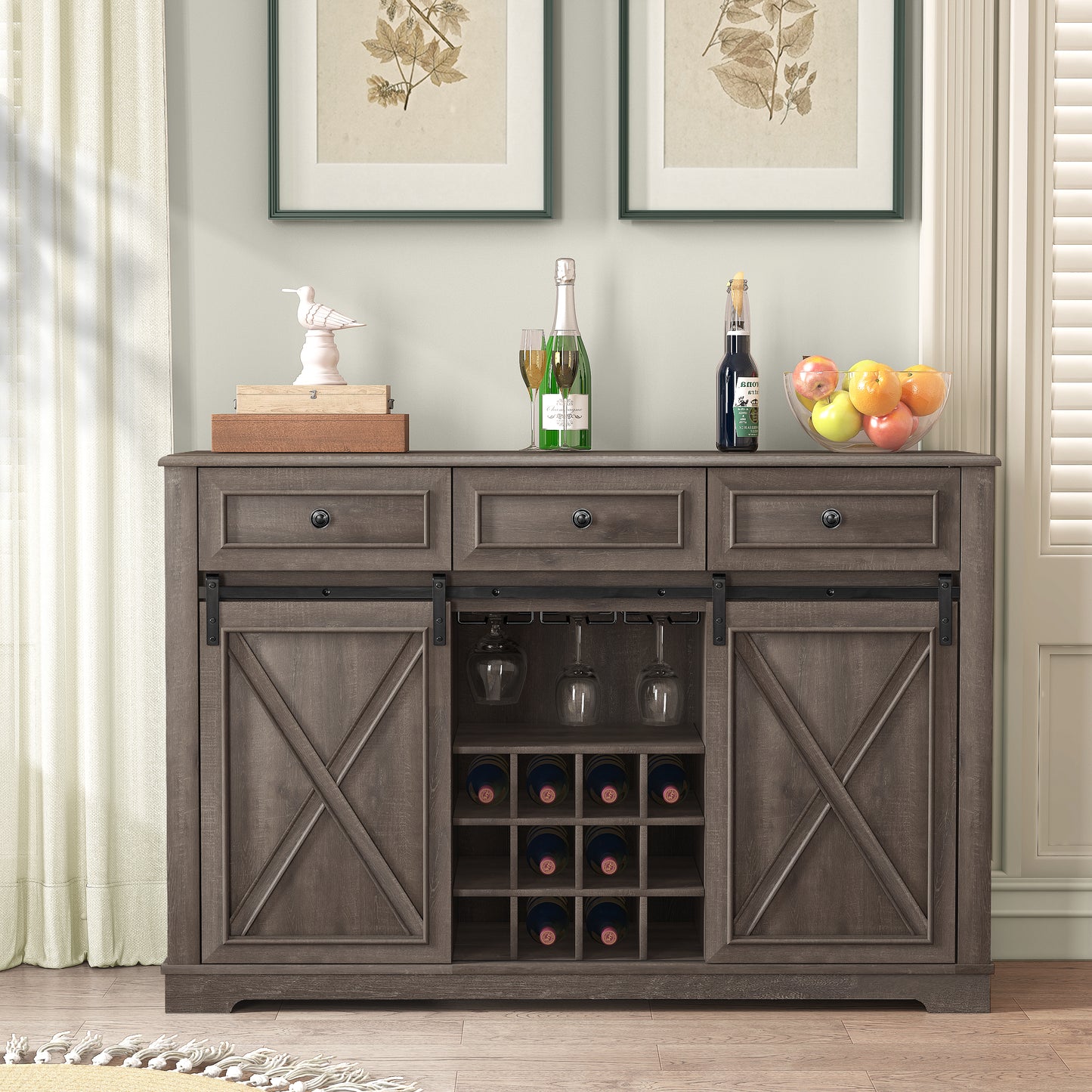 Festivo FWC23512 54" Wine Cabinet-Brown