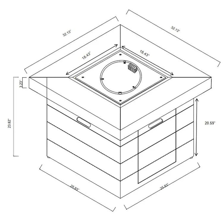 Festivo LFT24001 32" Smokeless Propane Gas Fireplace for Outdoor Heating-Black