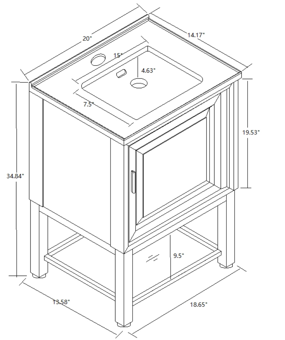 Festivo 20" FBV24212 Freestanding Bathroom Vanity with Ceramic Top-White