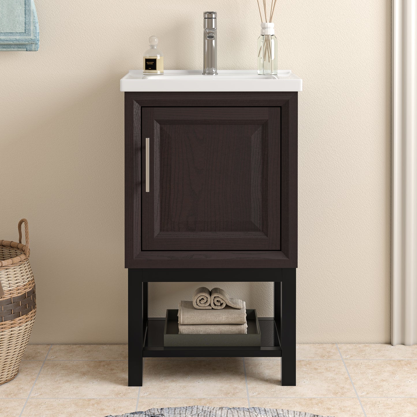 Festivo 20" FBV24213 Freestanding Bathroom Vanity with Ceramic Top & Faucet-Muddy