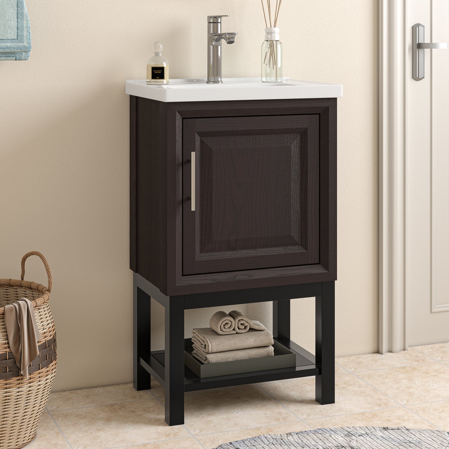 Festivo 20" FBV24213 Freestanding Bathroom Vanity with Ceramic Top & Faucet-Muddy