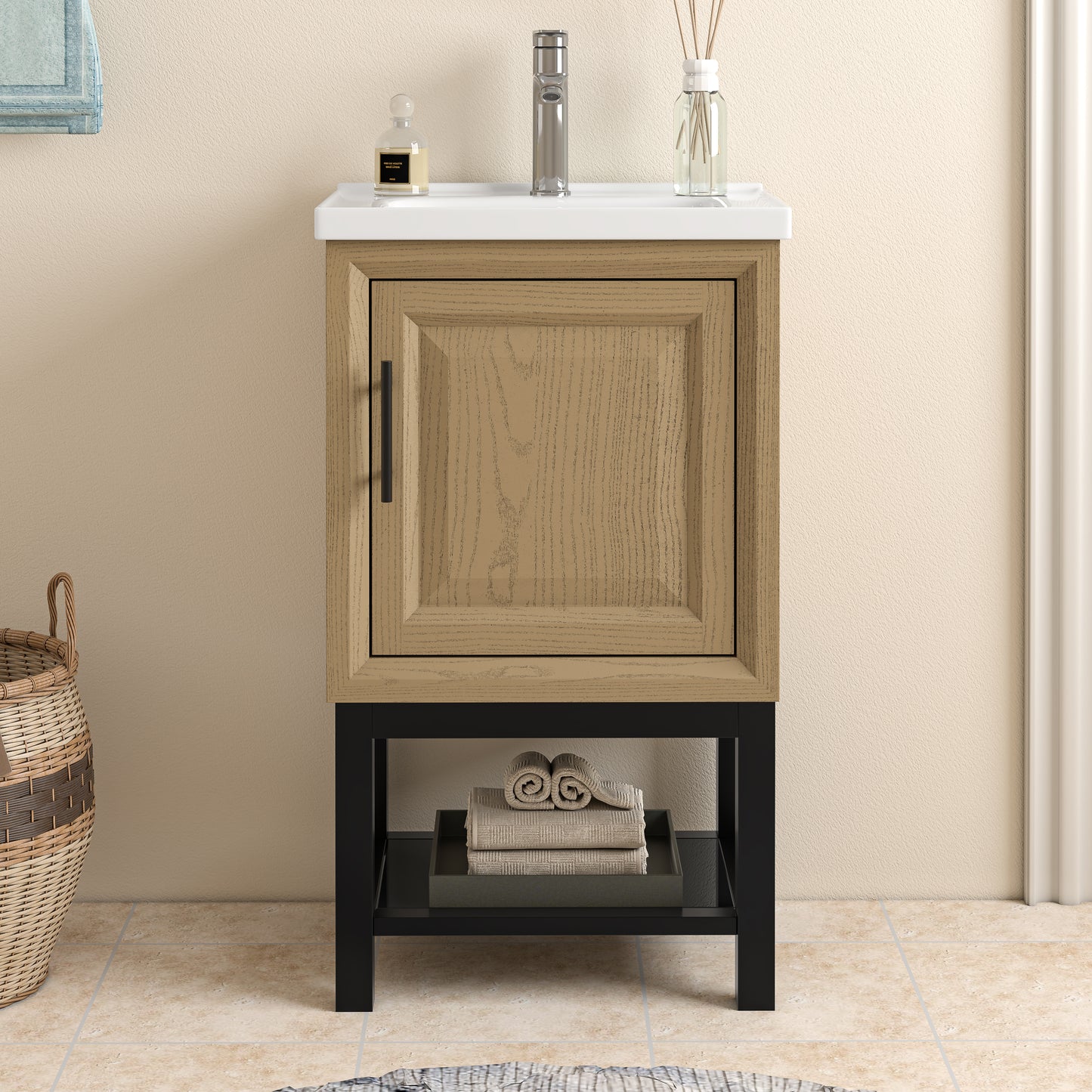 Festivo 20" FBV24214 Freestanding Bathroom Vanity with Ceramic Top & Faucet-Brown